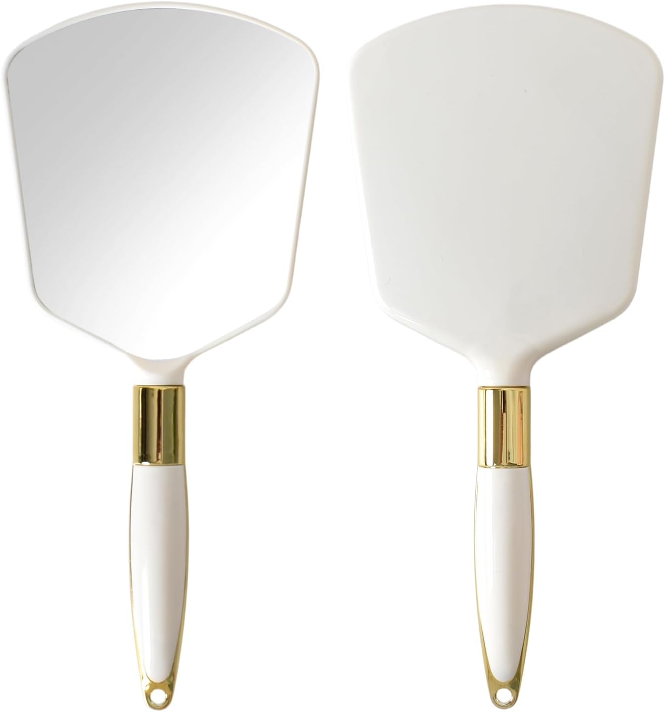 Handheld Mirrors, Hand Held Mirror with Handle, Small Travel Packet Compact Mirrors, Vintage Decorative Single-Sided Handheld Mini, Makeup Beauty Tool Tiny Mirror, Women Daily Portable (Square White)