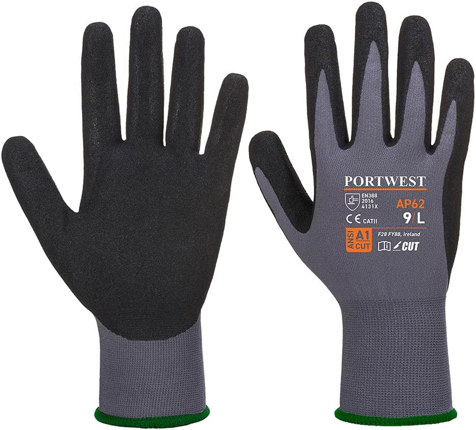 Portwest Unisex Dermiflex Aqua Gloves, Grey, Medium image number 1