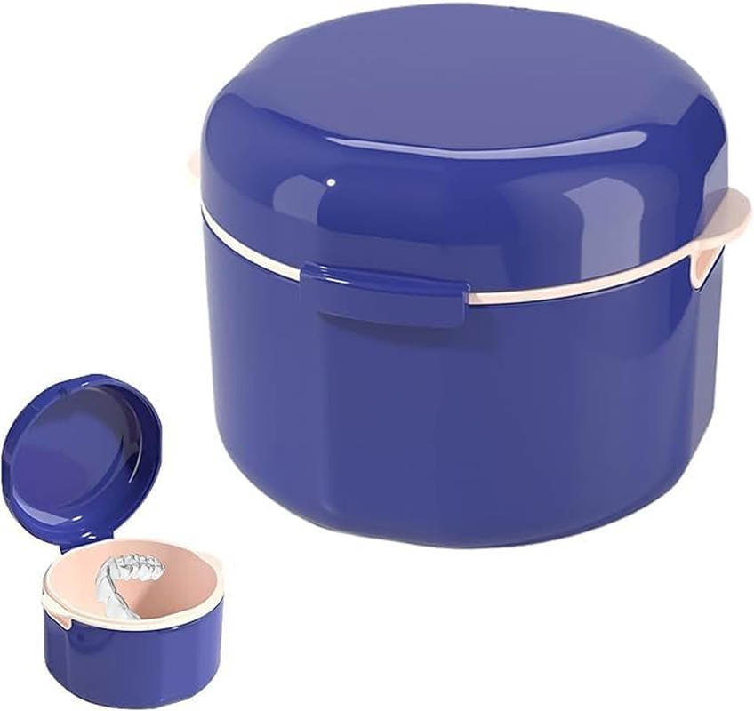 Denture Case Denture Cup Denture Bath Box, 1Pc Denture Cup Retainer Cleaning Case Denture Soaking Container,Denture Case Dentures Box Denture Brush Retainer Case Denture Cup Dentures Container,White