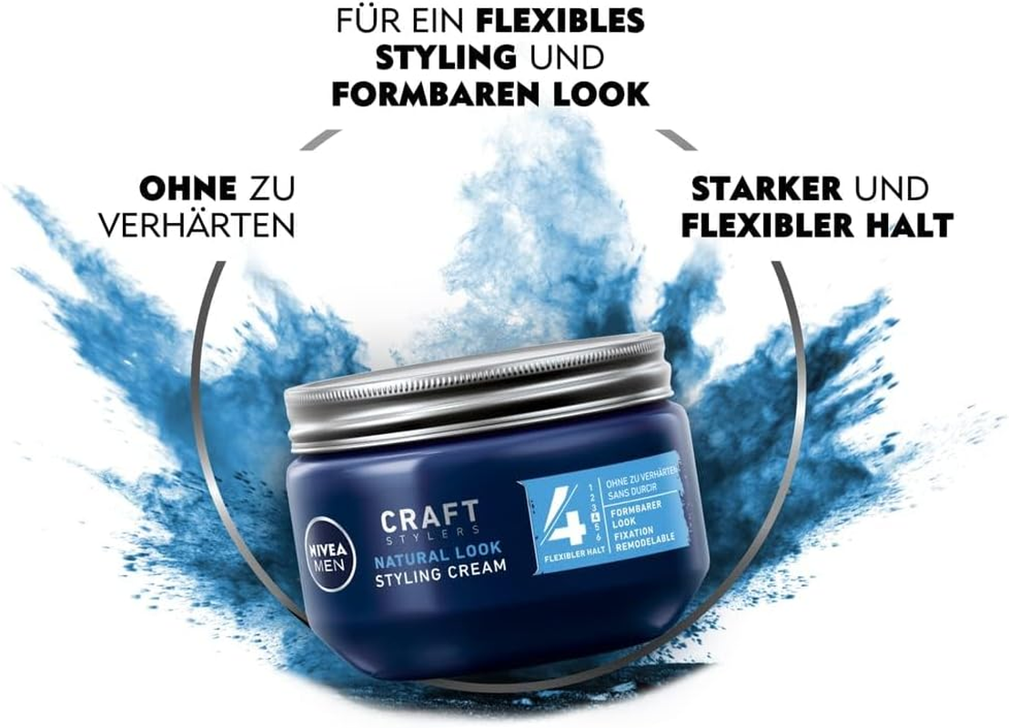 NIVEA MEN Styling Cream Pack of 1 (1 X 150 Ml), Hair Cream for Malleable Hold without Hardening, Flexible Hair Gel for a Natural Look