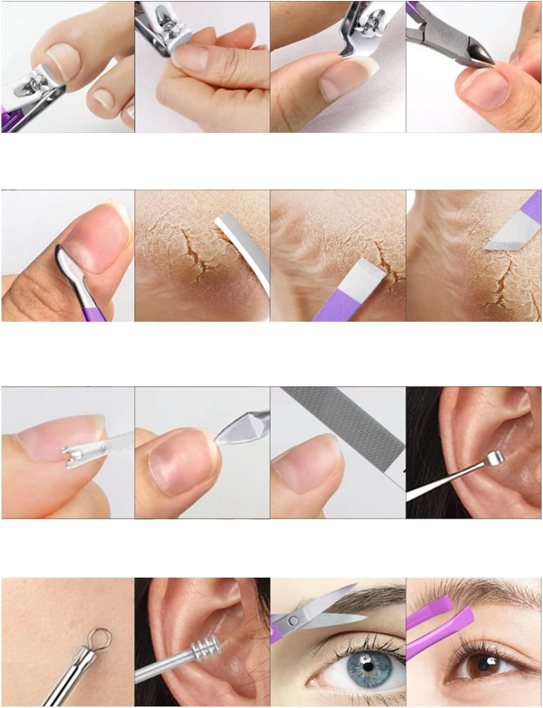 Betterlifewj Violet Manicure Set Professional Nail Clippers Pedicure Kit, 16 Pcs Stainless Steel Nail Care Tools， Grooming Kit with Luxurious Travel Leather Case