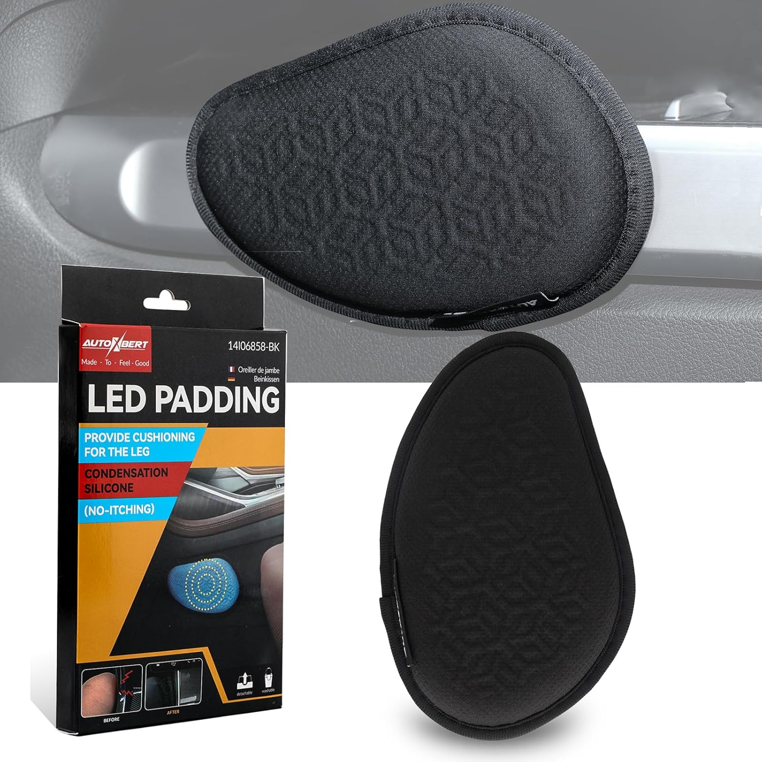 Car Knee Cushion Pads,Car Center Console Knee Leg Elbow Cushion Pad,Soft Knee Pads Accessories for Driver Side Mat Leg Pillow for Pain Relief,Door Armrest Protective Leather Armrest Pillow image number 5