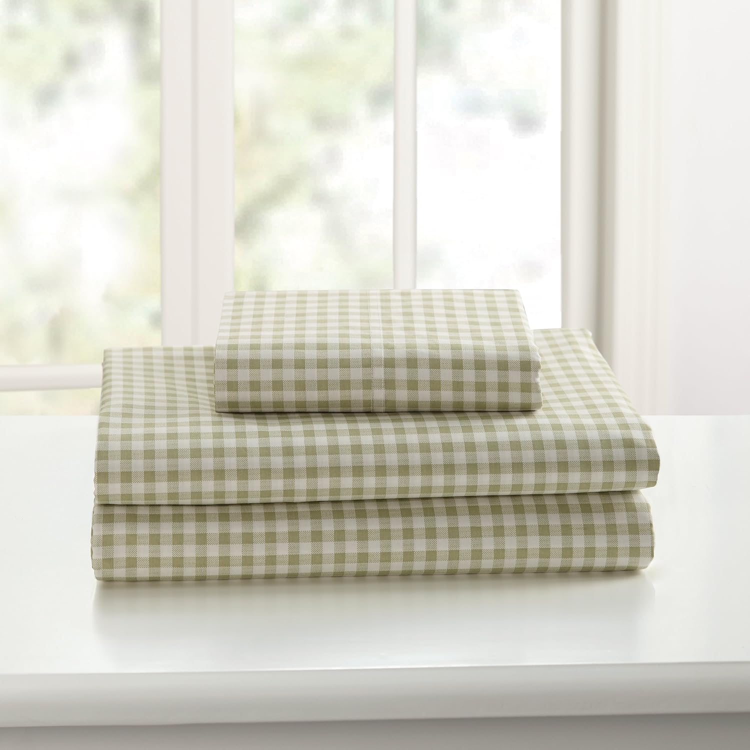 Gingham Sheet Set (Twin, Green)