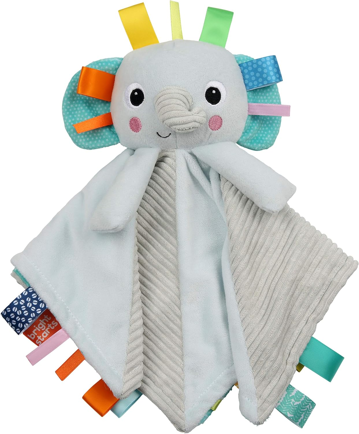 Bright Starts Cuddle 'N Tags 2-Sided Lovie Soothing Blanket, Elephant, Newborn + image number 3