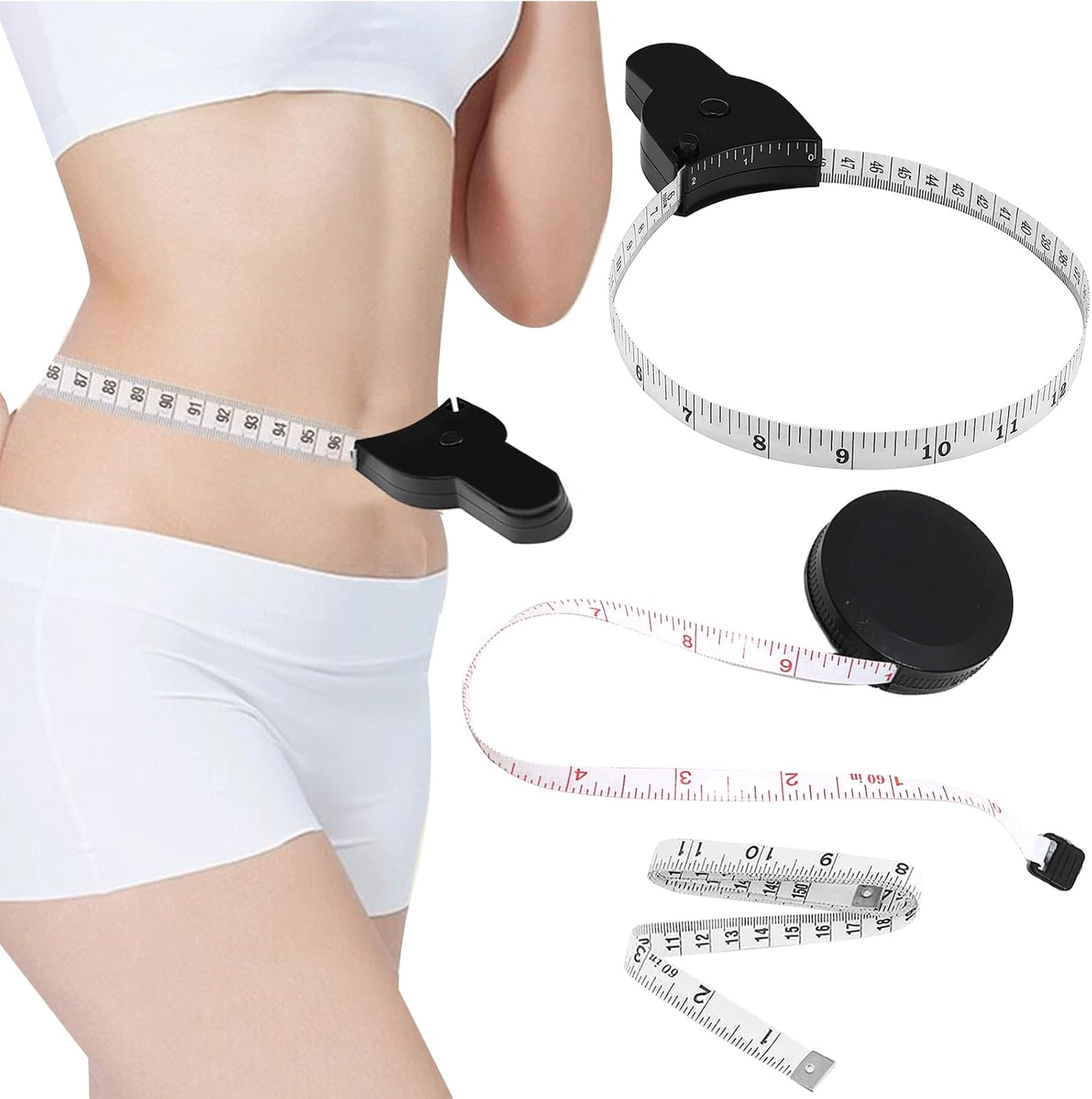 Body Measure Tape-Retractable Digital Body Measuring Tape for Weight Loss, Muscle Gain, Fitness Bodybuilding-150 Cm image number 3