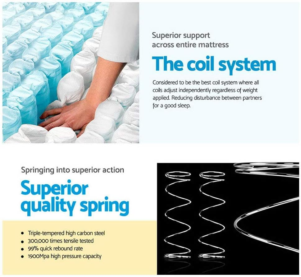 Giselle Bedding 34Cm Single Pocket Spring Foam Euro Top Mattress image number 4