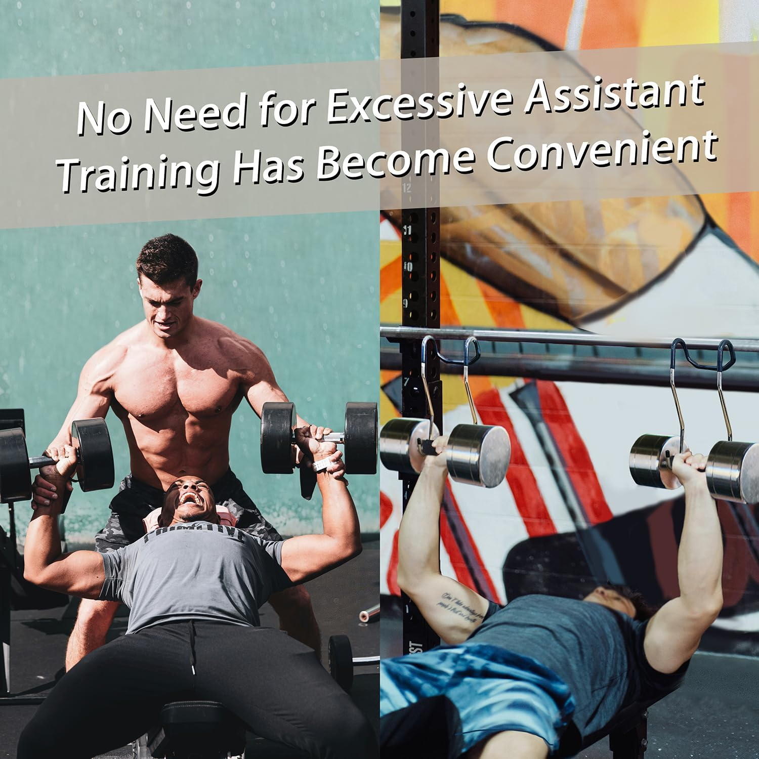 Dumbbell Spotter Hooks for Bench Press: Power Rack Attachments Dumbbells Rack for Chest Workout Connect to Barbell image number 1