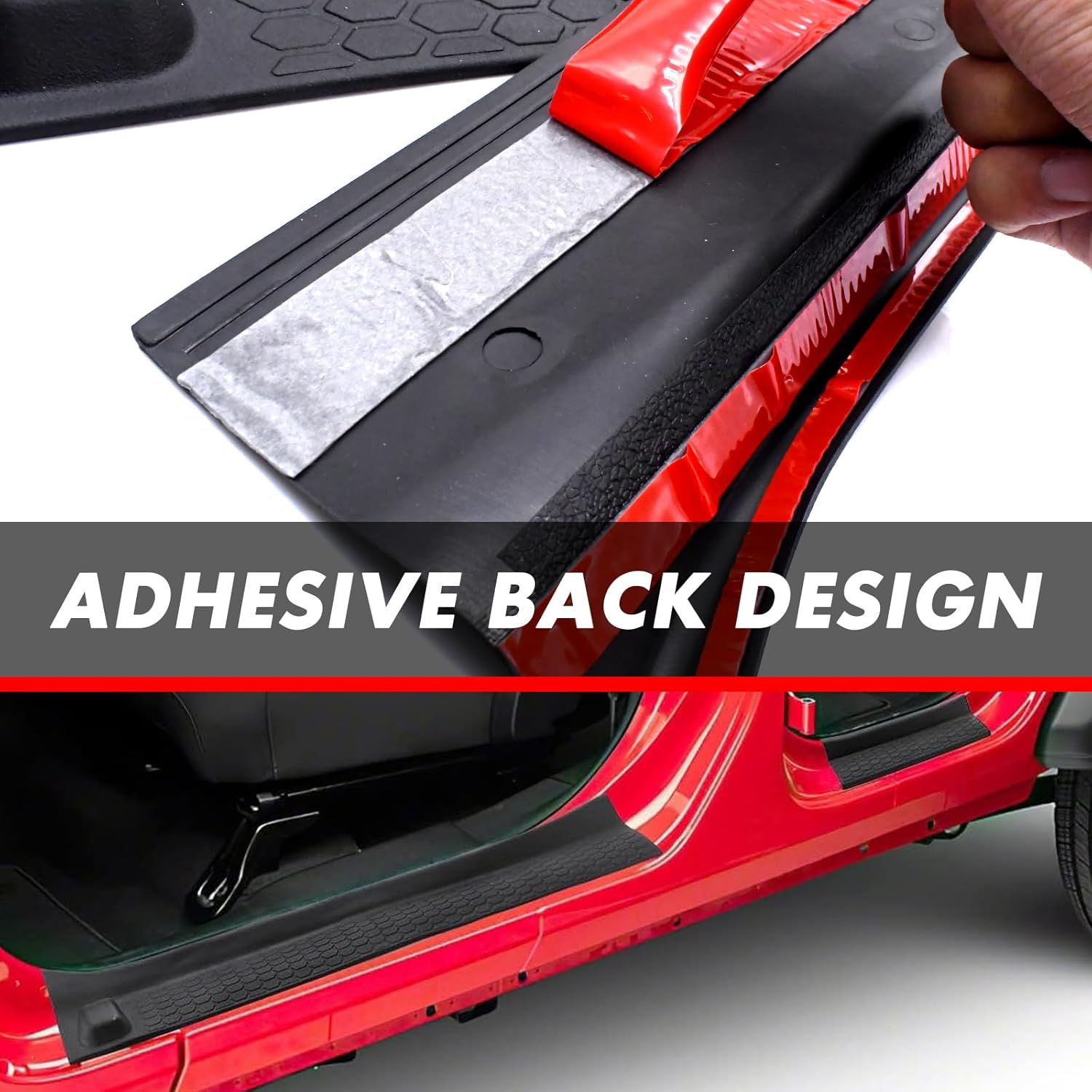 Door Sill Guards Kit for Jeep Wrangler Jl/Gladiator JT Accessories 2018-2024, Black Rubber Door Entry Guard Protector for Jeep Wrangler JL &Gladiator JT 4-Door Accessories (4 Pcs Set) image number 1