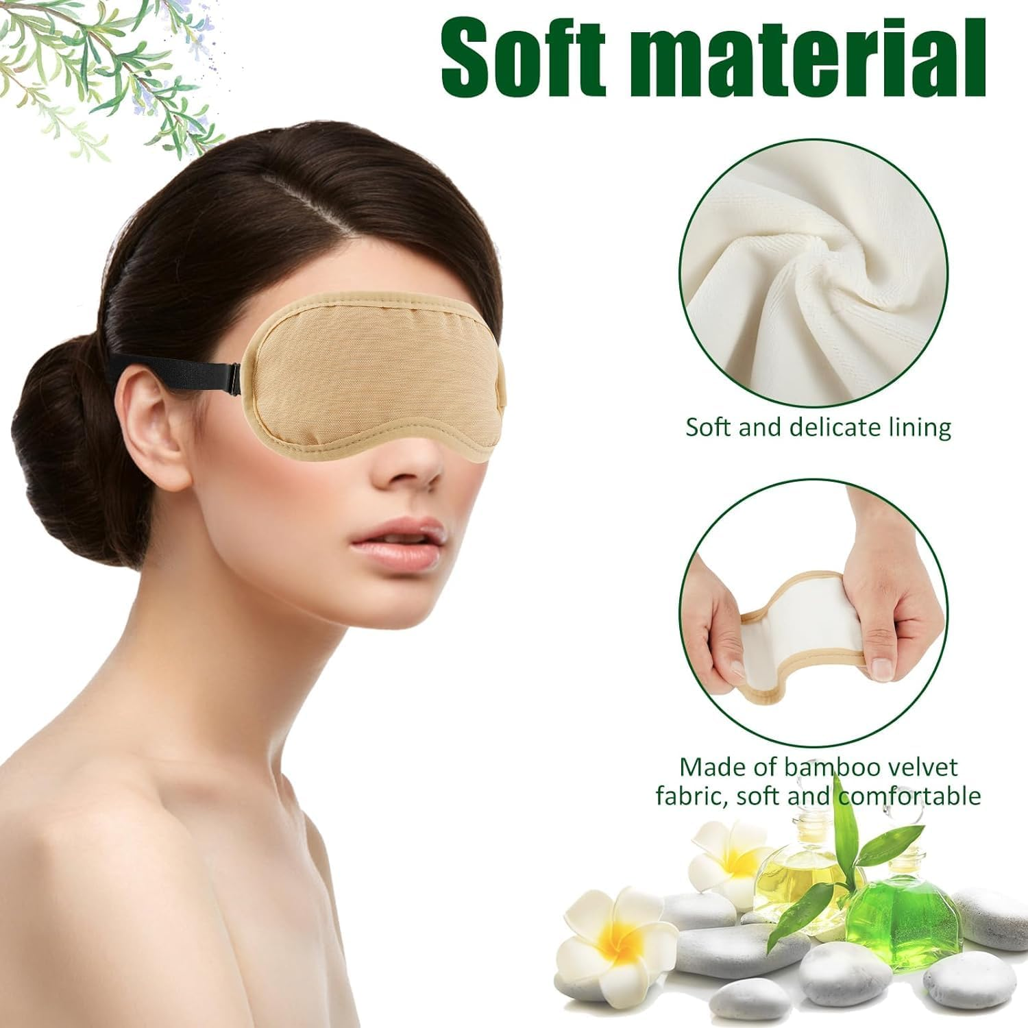 2 Pcs Castor Oil Pack Wrap for Eyes, Castor Oil Pack Wrap Organic Cotton, Reusable Castor Oil Wrap Sleeping Mask Treatment for Detox with Adjustable Elastic Strap Keepatin (Not Included Castor Oil) image number 1