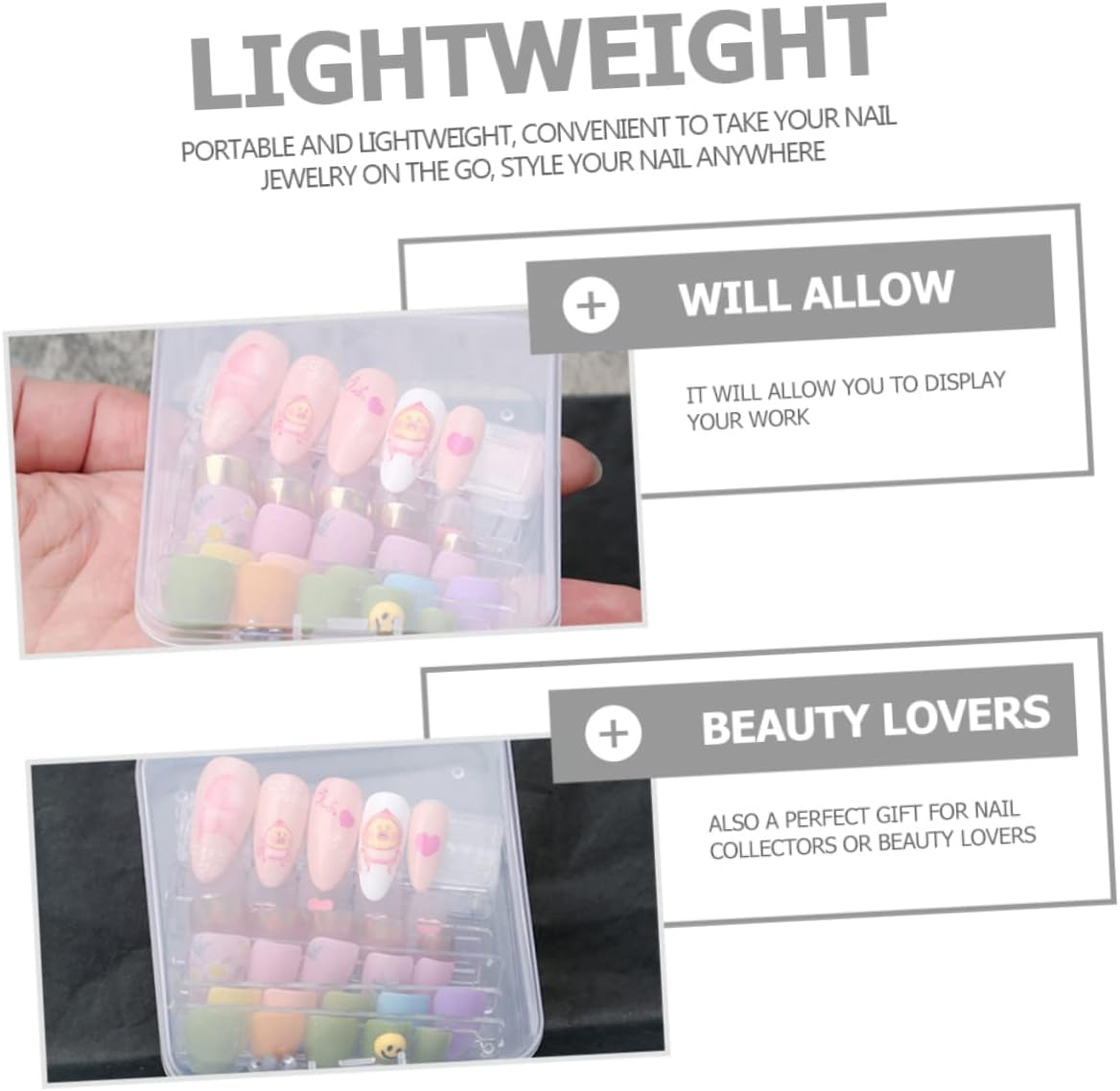 NIYANGLE Nail Display Box Fake Nails Case Tips Storage Box French Tip Decor Display Stand image number 3