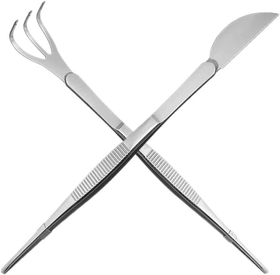 GANAZONO 2Pcs Bonsai Multipurpose Tool Succulent Rake Straight Bonsai Succulent Rake Aquascaping Tool Kit Bonsai Curved Tip Tools Aquarium Stainless Steel image number 6