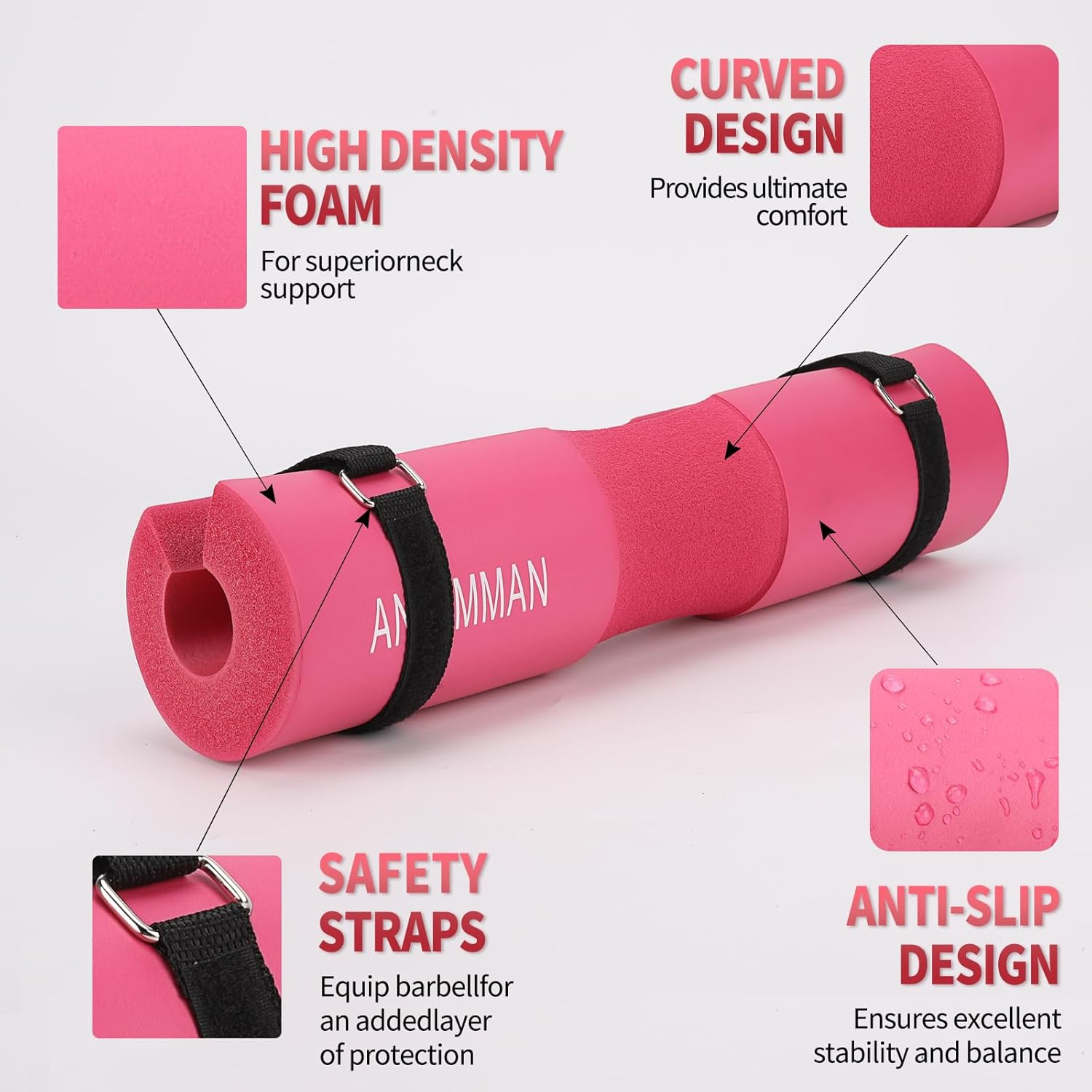 Barbell Pad for Squat, Hip Thrust - Perfect for Gym Workout Smith Machine Thruster Weightlifting - Relieves Neck and Shoulder Pain - Thick Foam Cushion AM001PT - Blue Marble Pattern image number 2