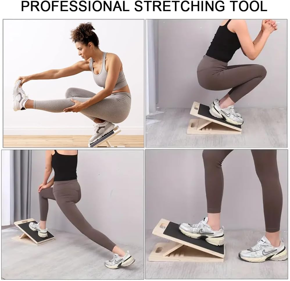 TOMVAES Professional Wooden Slant Board, Adjustable Incline Board and Calf Stretcher, Stretch Board - Extra Side-Handle Design for Portability,40 * 30 * 4Cm,5 Positions image number 3