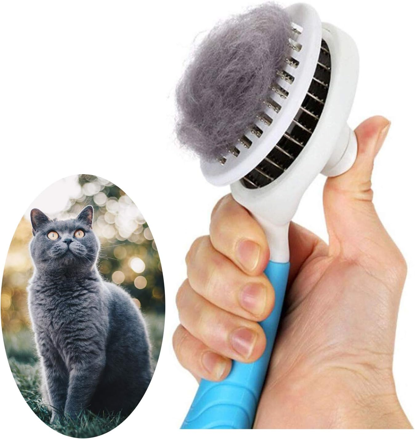 Cat Self Cleaning Slicker Brush, Pets Skin Friendly Grooming Brushes for Shedding Dogs Cats Hair Easy to Remove Loose Undercoat with Long or Short Hairs Pet Massage Tool All Hair Type - UPGRADED