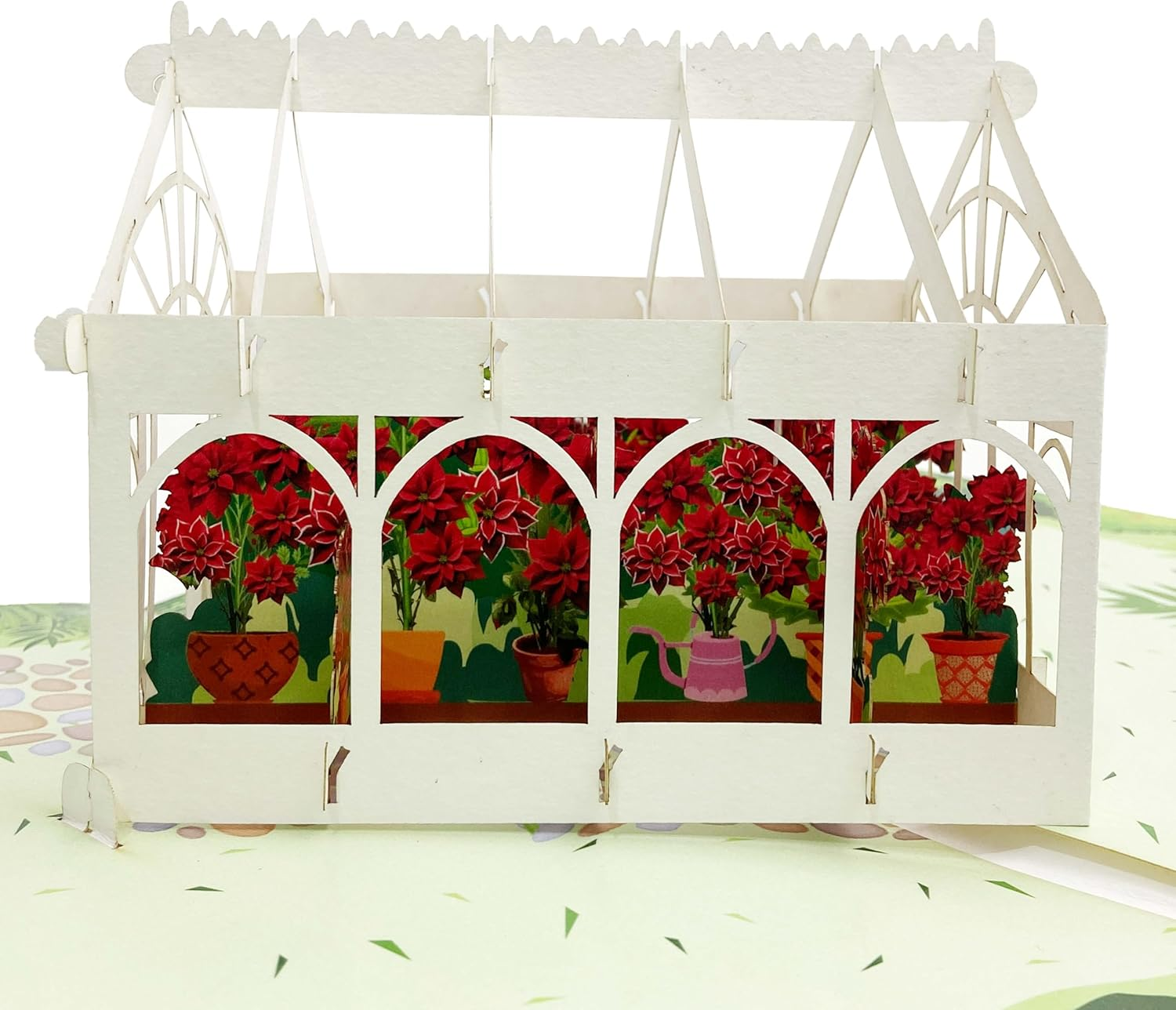 Birch Poinsettia 3D Pop up Birthday Cards Greeting Cards Laser Cut Greenhouse Flower Room for Mom Kids Friends Colleagues Lovers & All Occasions image number 3