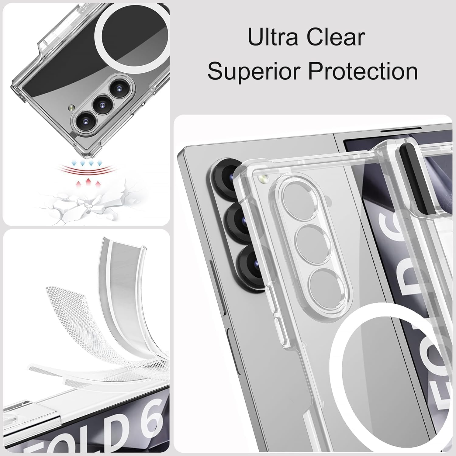 RUNGOS Magnetic for Samsung Z Fold 5 Case Magsafe, with One-Piece Screen Protector [Hinge Protection, S Pen Holder] [Hidden Stand] for Samsung Galaxy Z Fold 5 Case, All-Inclusive Armor Shockproof image number 1