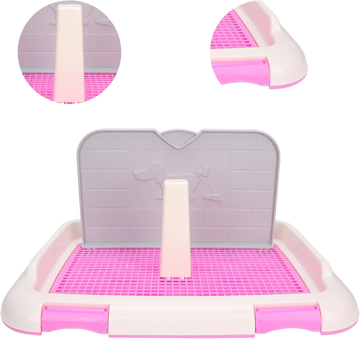 Dog Toilet Indoor Puppy Training Toilet Cat Potty Fence Dog Scheduled Urination Potty Tray Toilets with Simulated Wall Is More Suitable for Male Dogs (Pink) image number 1
