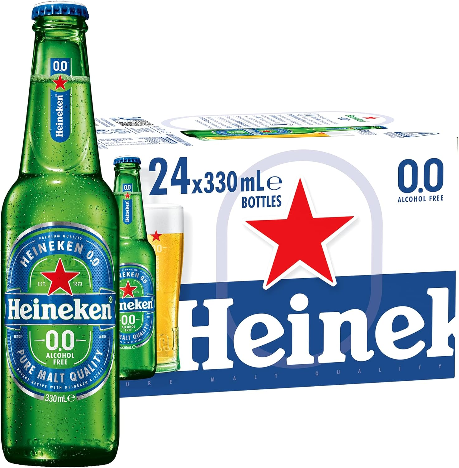 Heineken 0.0 Non-Alcoholic Beer Zero Alcohol Lager 24 Pack X 330 Ml Bottle Case image number 2