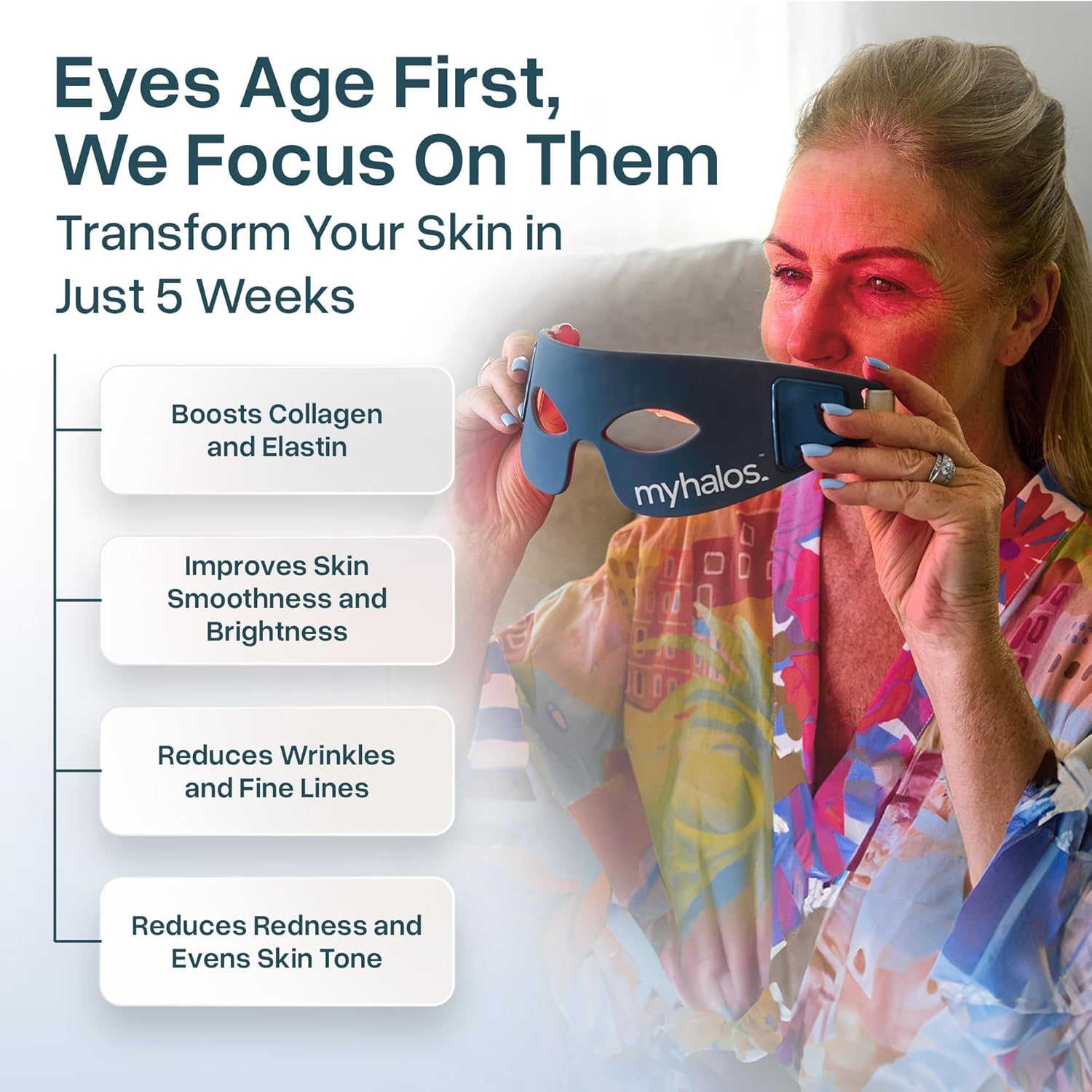 Myhalos&reg; under Eye Red Light Therapy Mask -Advanced Red Light Mask & LED Eye Mask for Wrinkles, Dark Circles & Crows Feet - Therapy for Eyes