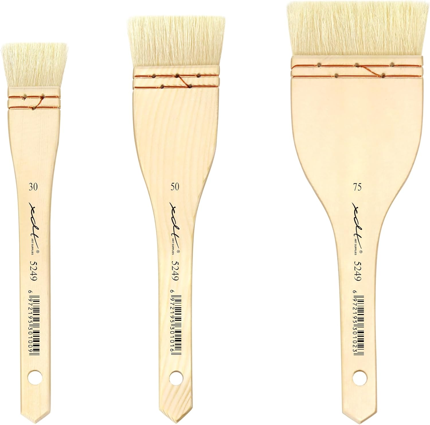 XDT#5249 Hake Artist Paint Brush 3 Piece Set Medium Soft Premium Goat #1.18In #2In #2.95In, Acrylic Oil Watercolor image number 4