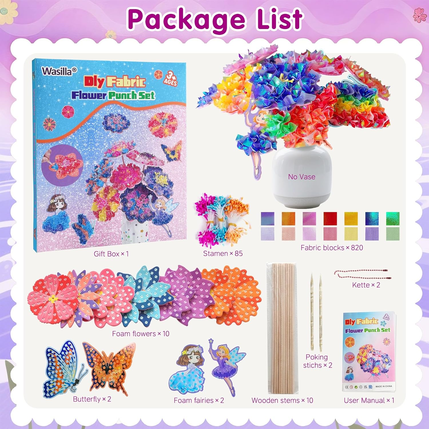 Poke in Art Flower - Poke in Art Craft Kits for Kids,Diy Poke in Flower Bouquet, Mess-Free Arts & Crafts Kits with 10 Flowers & 2 Butterflies, Creative Activity Birthday Gift Toys for Girls Ages 4-12, Party & Home D&eacute;cor image number 4