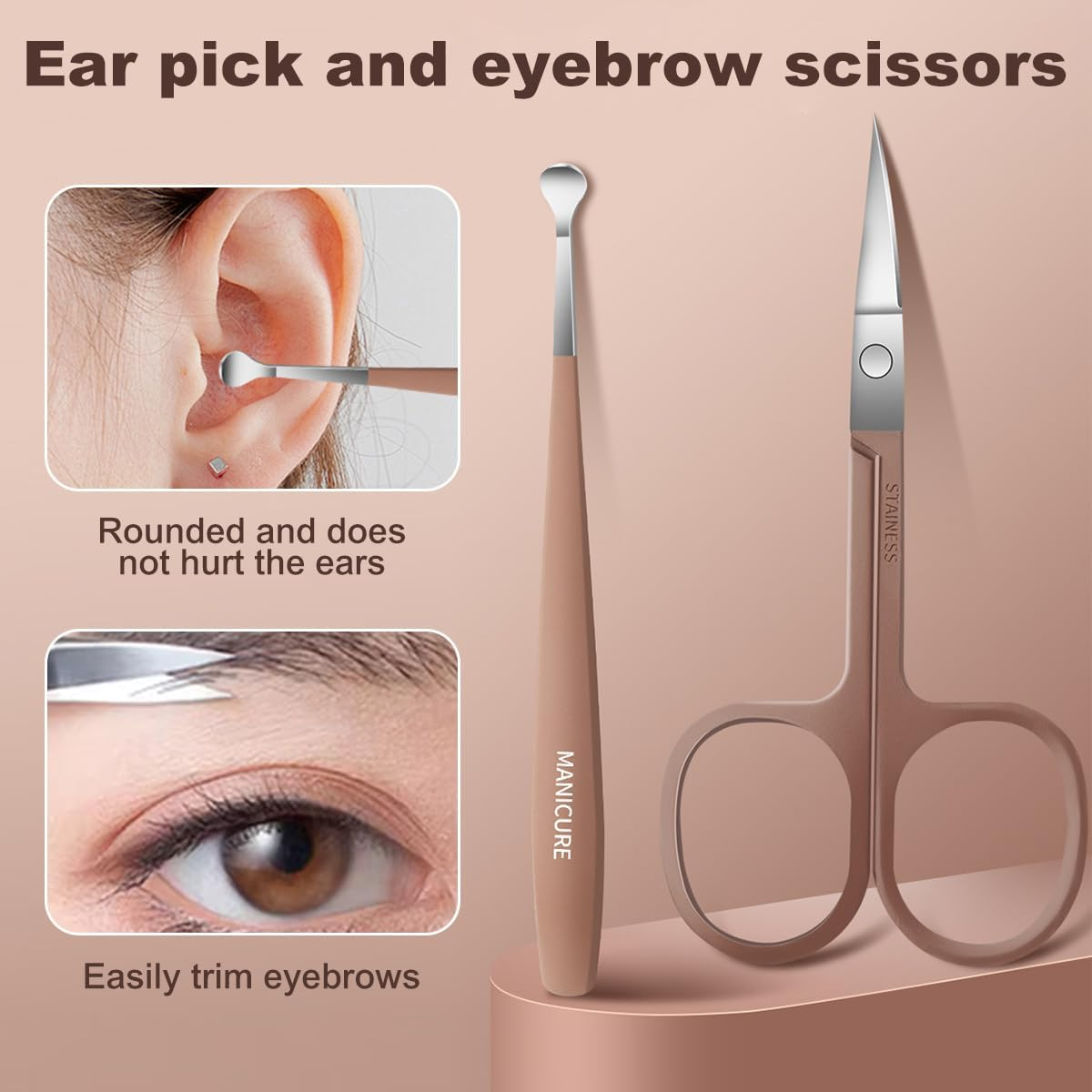 Manicure Set 7Pcs Nail Clippers Pedicure Kit Professional Manicure Pedicure Set for Men Women Personal Care Set Nail Grooming Kit with Leather Travel Case Present for Husband Girlfriend (Coffee)