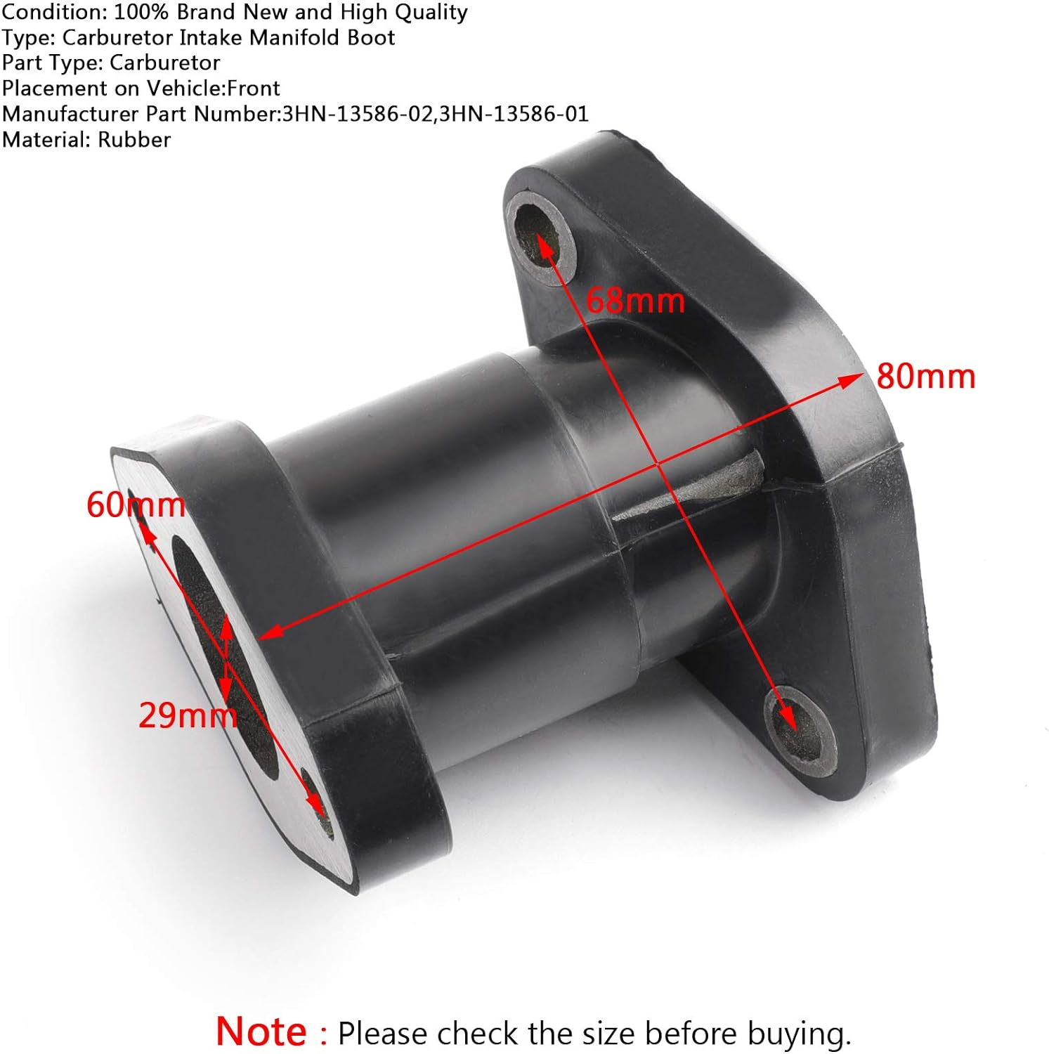 Artudatech for Ya-Ma-Ha Kodiak 400 Moto 4 Big Bear 350 87-98 Carburetor Intake Manifold Boot image number 3