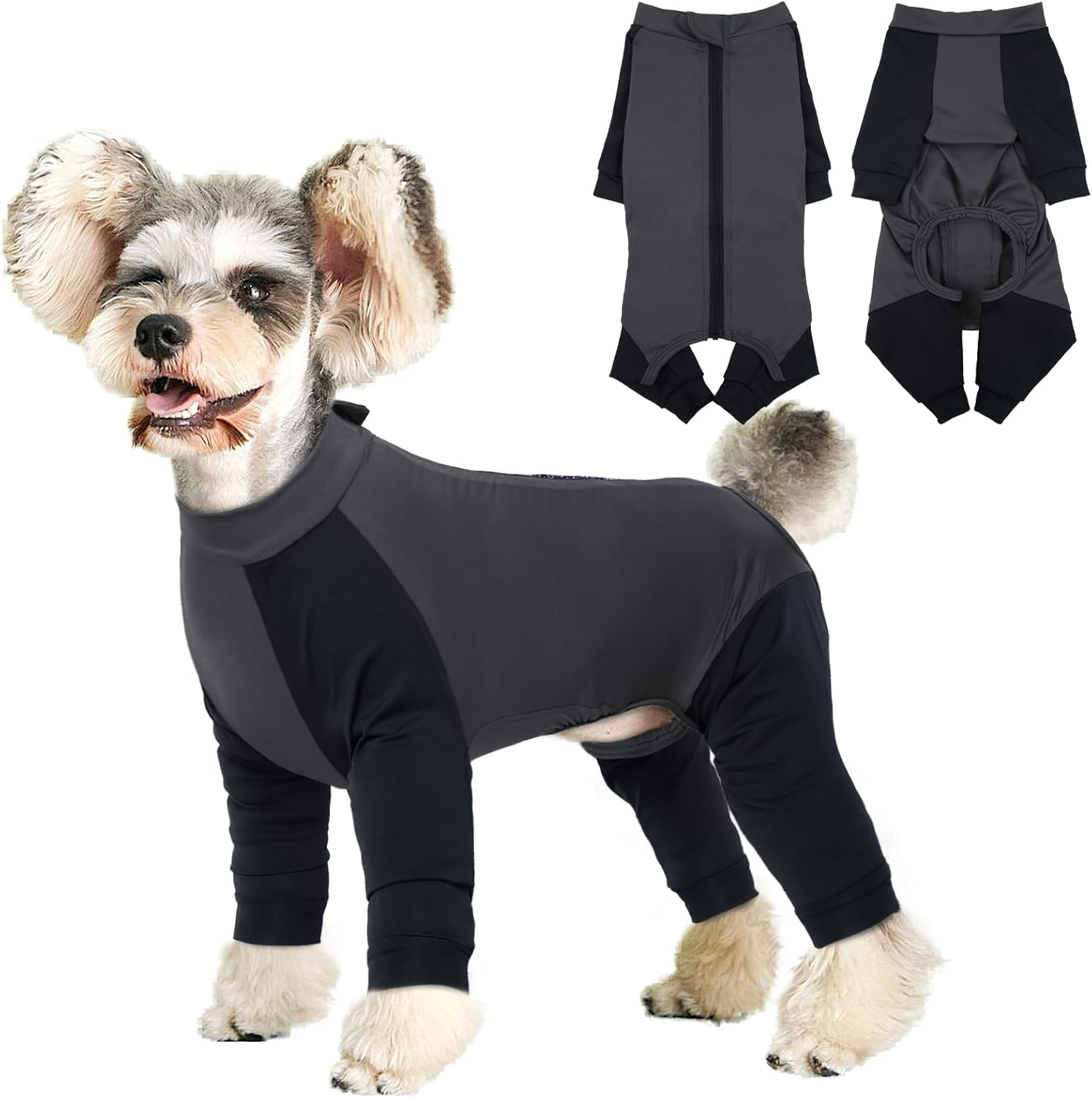 Hjyokuso Dog Pajamas with Zipper, Dog Onesies for Small Medium Large Dogs, Dog Jumpsuit with Legs, Dog Clothes Pjs Nightwear, Dog Leg Surgery Recovery Suit, Dog Sleeve to Prevent Licking Bite -XS-XXL image number 5