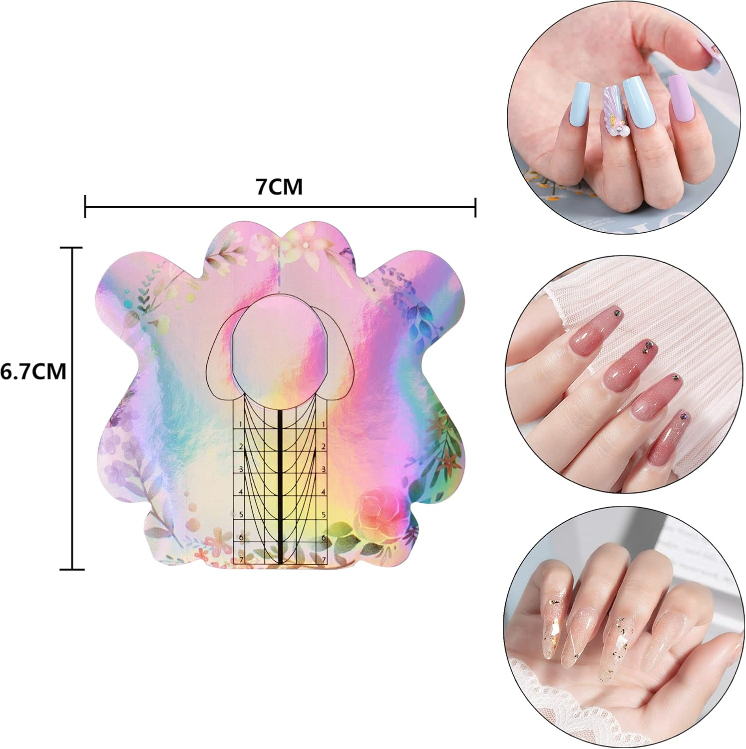 BNG Nail Extension Tips Shapes Guide Sticker Professional Nail Shapes French Acrylic UV Gel Tips Builder Stencil Manicure Tools Reusable Colourful image number 4
