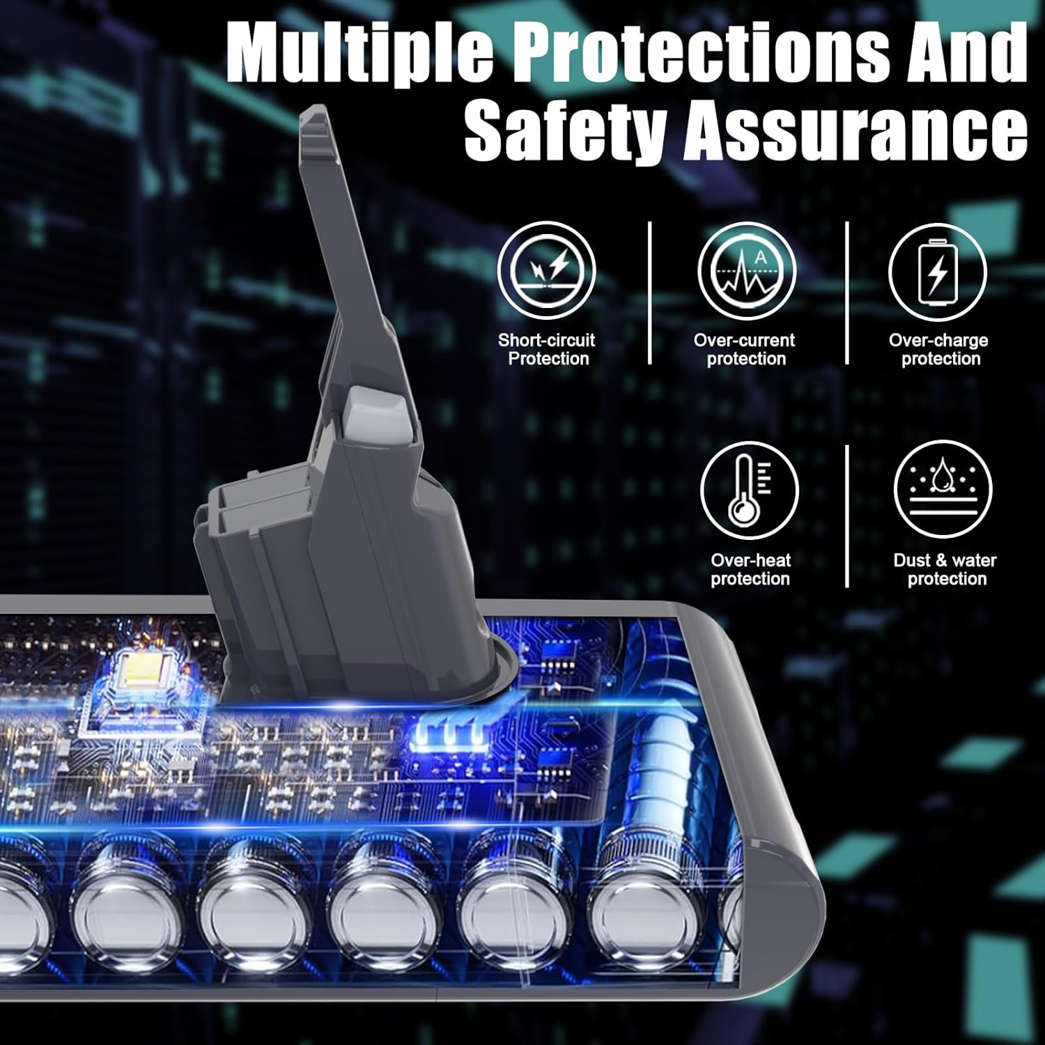 KUNLUN V8 Replacement Battery 21.6 V, Compatible for V8 SV10 Animal Absolute Motorhead Fluffy Cord-Free Handheld Cordless Vacuum Cleaner with 2 Filters + Brush + Screws, 4500 Mah image number 2