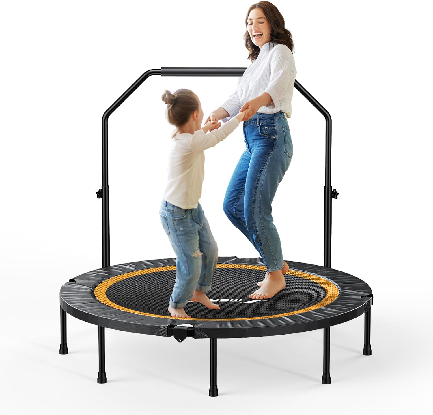 MERACH 48" Rebounder Mini Trampoline Adult, Fitness Trampolines Max Load 100KG with Adjustable Handle, Suitable Rebounder for Adults and Rebounder Trampoline for Kids Toddler Indoor/Outdoor Workout