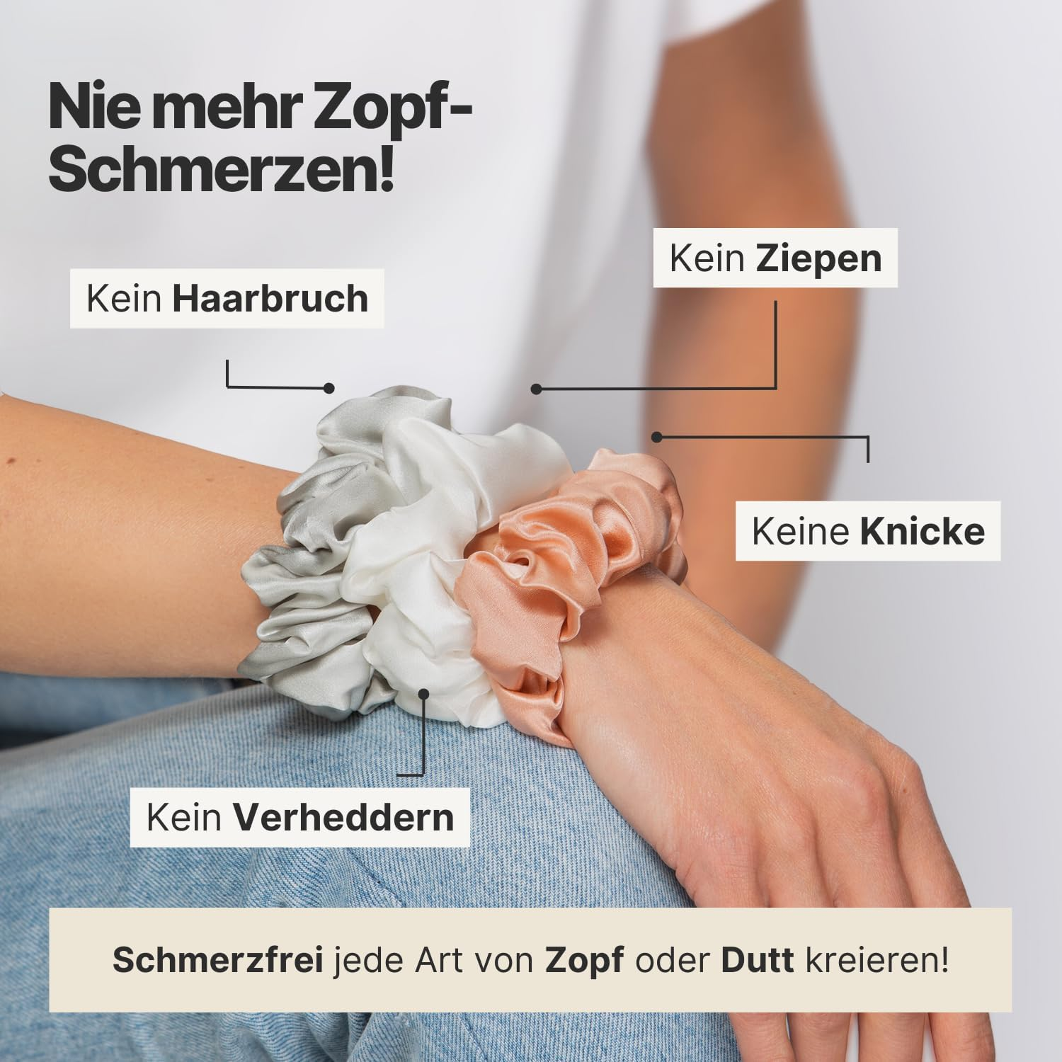 IMPERIO Silk Scrunchies in Exclusive Gift Box - Premium Silk Hair Bobbles Made of 100% Pure Mulberry Silk in 22 Momme Quality - Gentle on Hair against Hair Breakage (Unique) image number 2