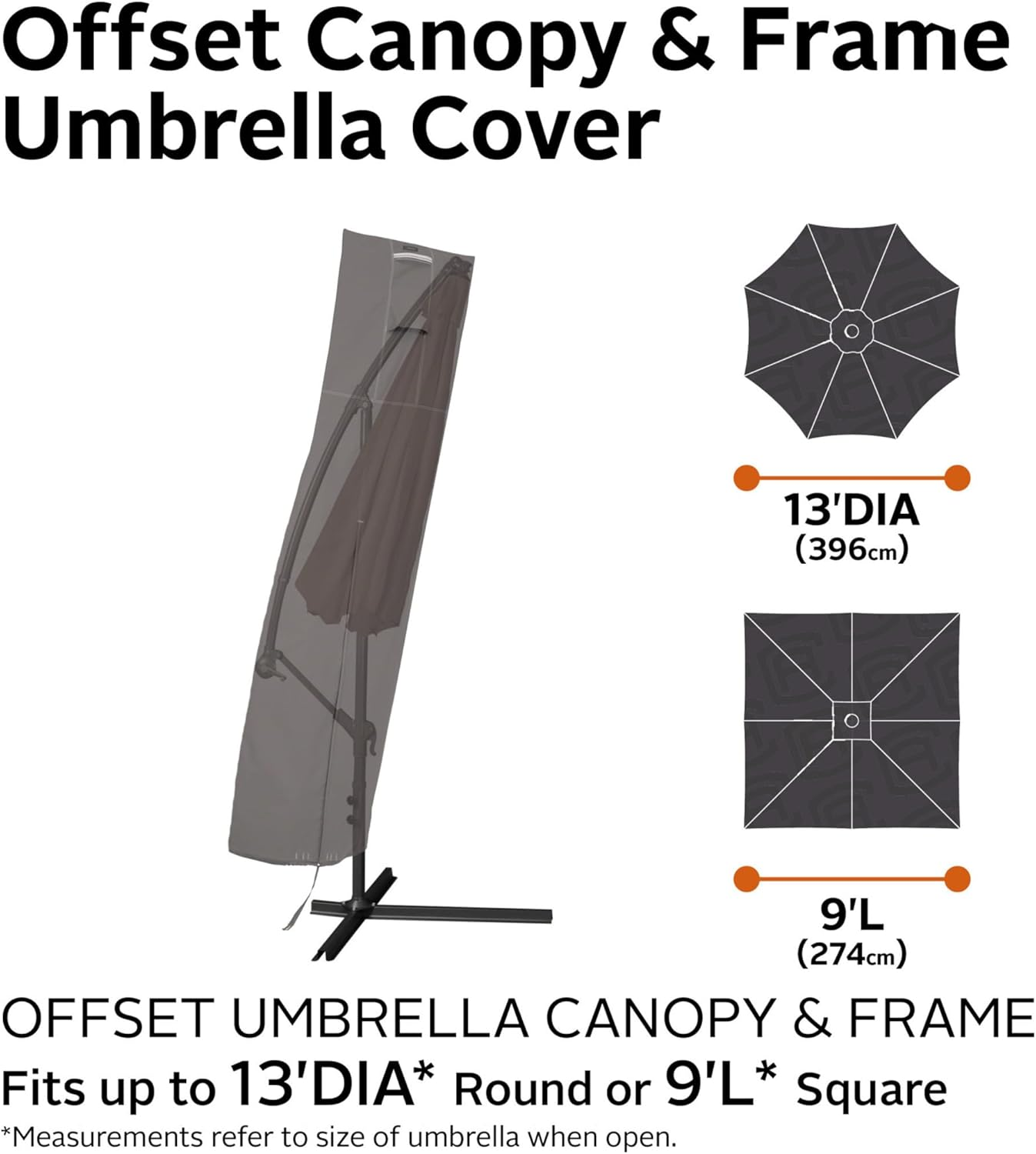 Classic Accessories 55-708-015101-00 Ravenna Offset Patio Umbrella & Frame Cover, Gray image number 4