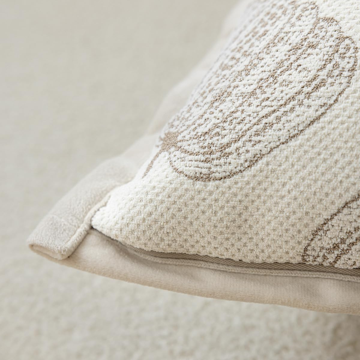 Virellisee 18"X18" Set of 2 Decorative Throw Pillow Covers, Modern Neutral Chenille Cushion Covers for Sofa, Beds and Home Decor (Beige) image number 3