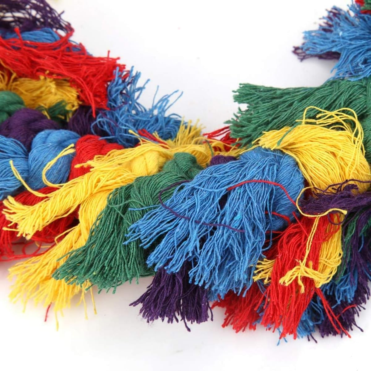 AIMALL Large Cotton Rope Ring Bird Toy for Parrots - 11.8 Inch, Colourful Parrot Swing and Biting Chew Toy, Fun Bird Activity Ring, 366G image number 4