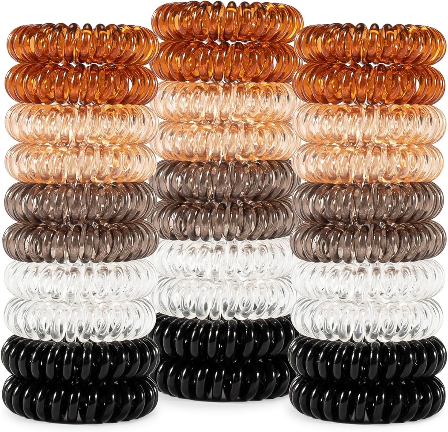 MAQIHAN 40 Pack Spiral Hair Ties - Telephone Cord Hair Ties,Coil Hair Ties for Women Girls Kids Teens,Teleties Hair Scrunchies for Long Hair,Spiral Ponytail Holders for Thick Hair,Elastic Waterproof Cord Hair Coils Accessories, Neutral Colors image number 5