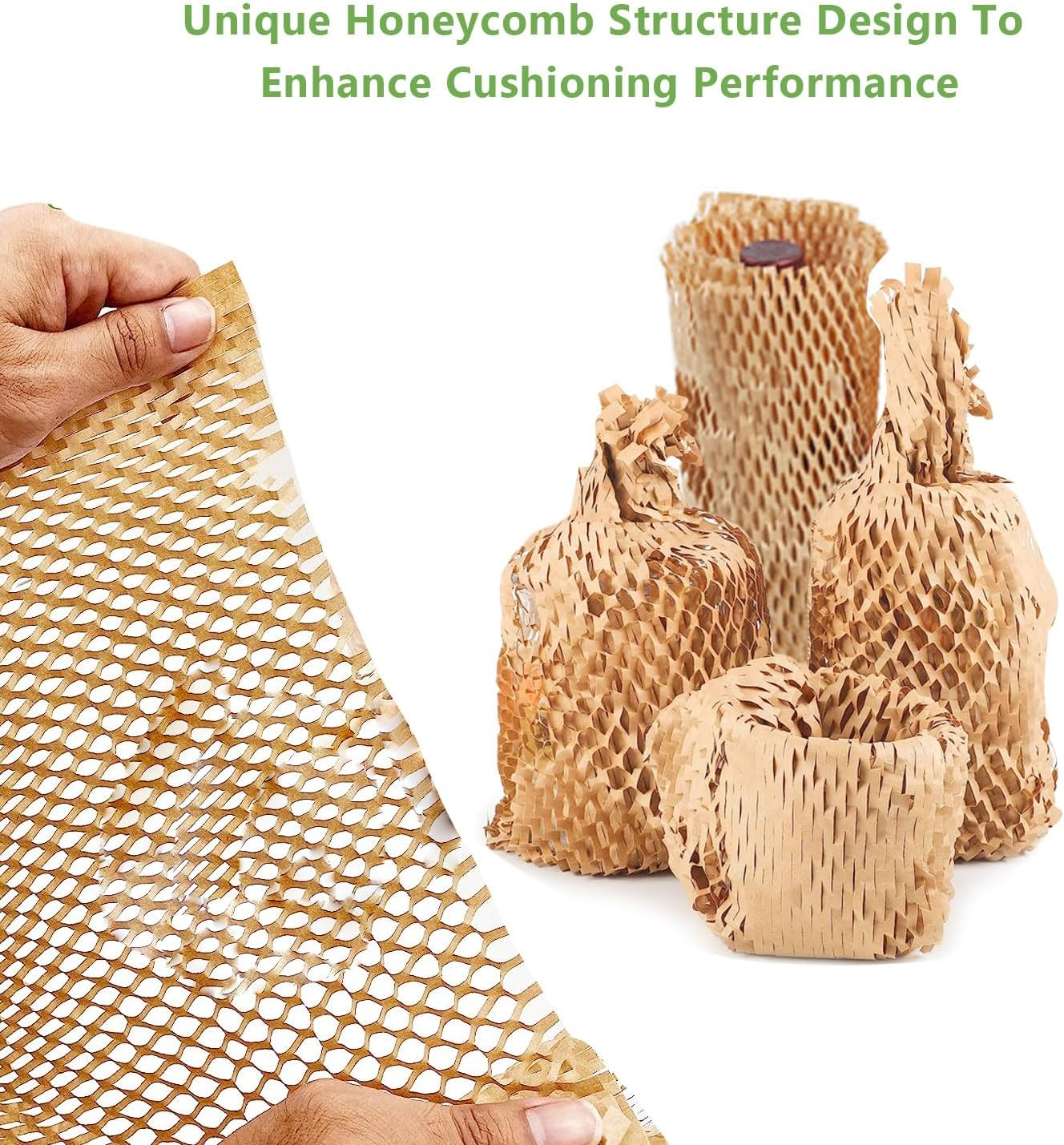 Honeycomb Packing Paper Superior Protection for Moving Recyclable Bubble Paper Wrapping Roll Kitchen Packing Supplies for Moving Supplies for Dishes and Glasses,Brown,14.9"X1968",38Cmx50M image number 3