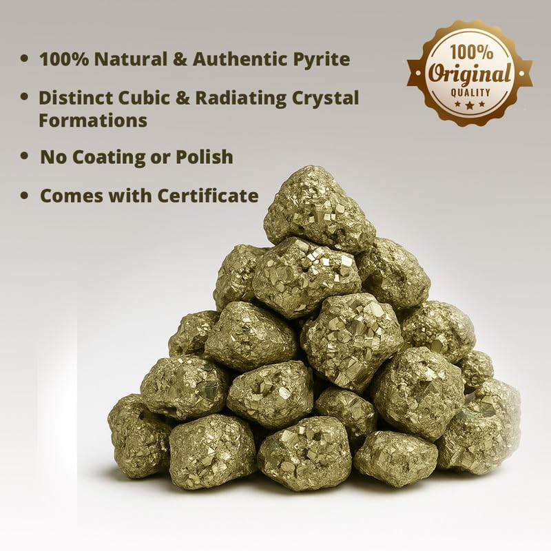 Reiki Crystal Products Natural Pyrite Cluster/Tumble/Rough Stones for Reiki Healing and Vastu Correction and Increase Creativity 30 Grams Stone image number 2