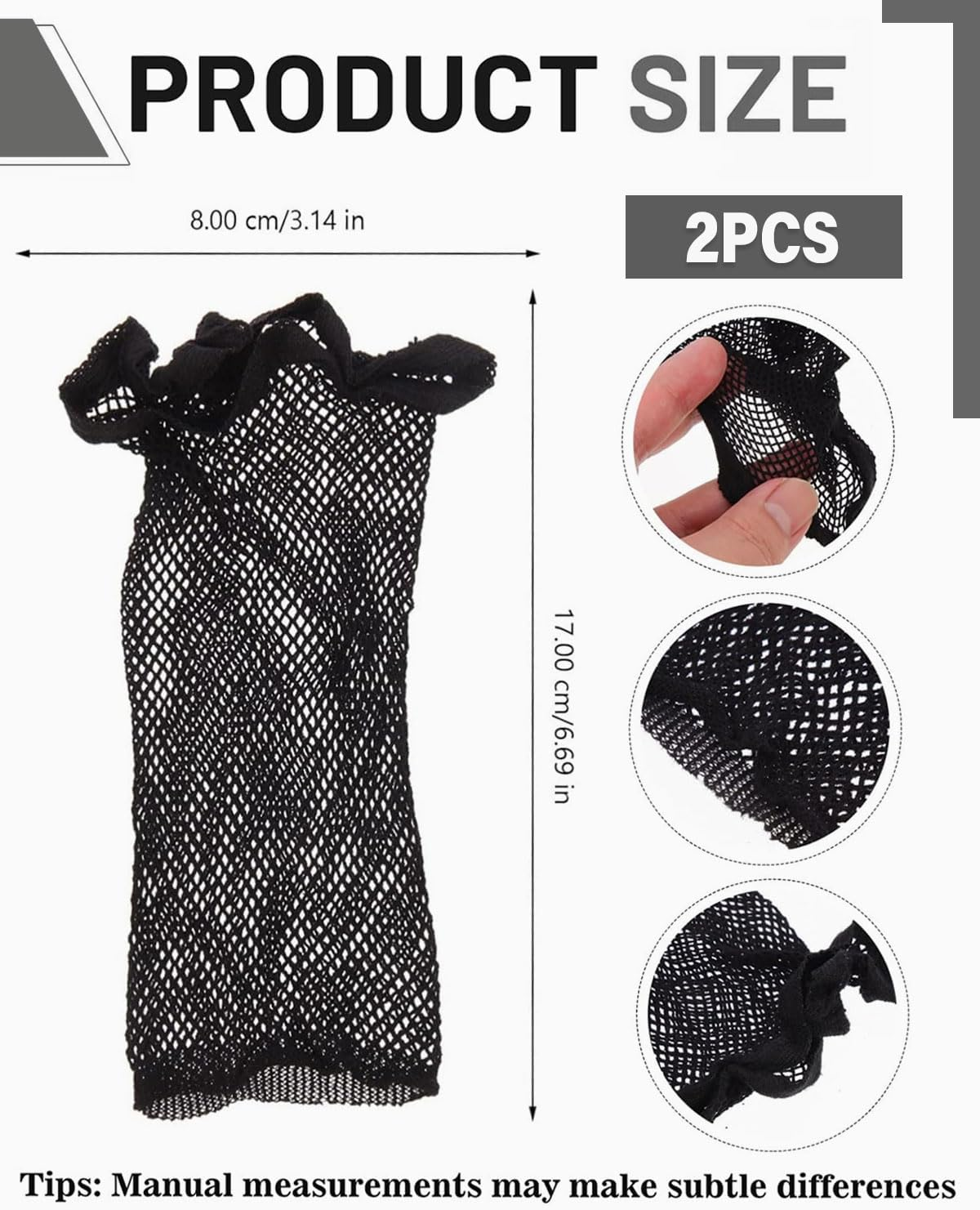 KEMUZ Pack of 2 Hair Net for Wigs, Wig Cap for Long Hair, Wig Accessories, Wig Net Base Cap, Elastic, Wigs Accessories for Parties, Ballet Bun Sleeping Women (Black)