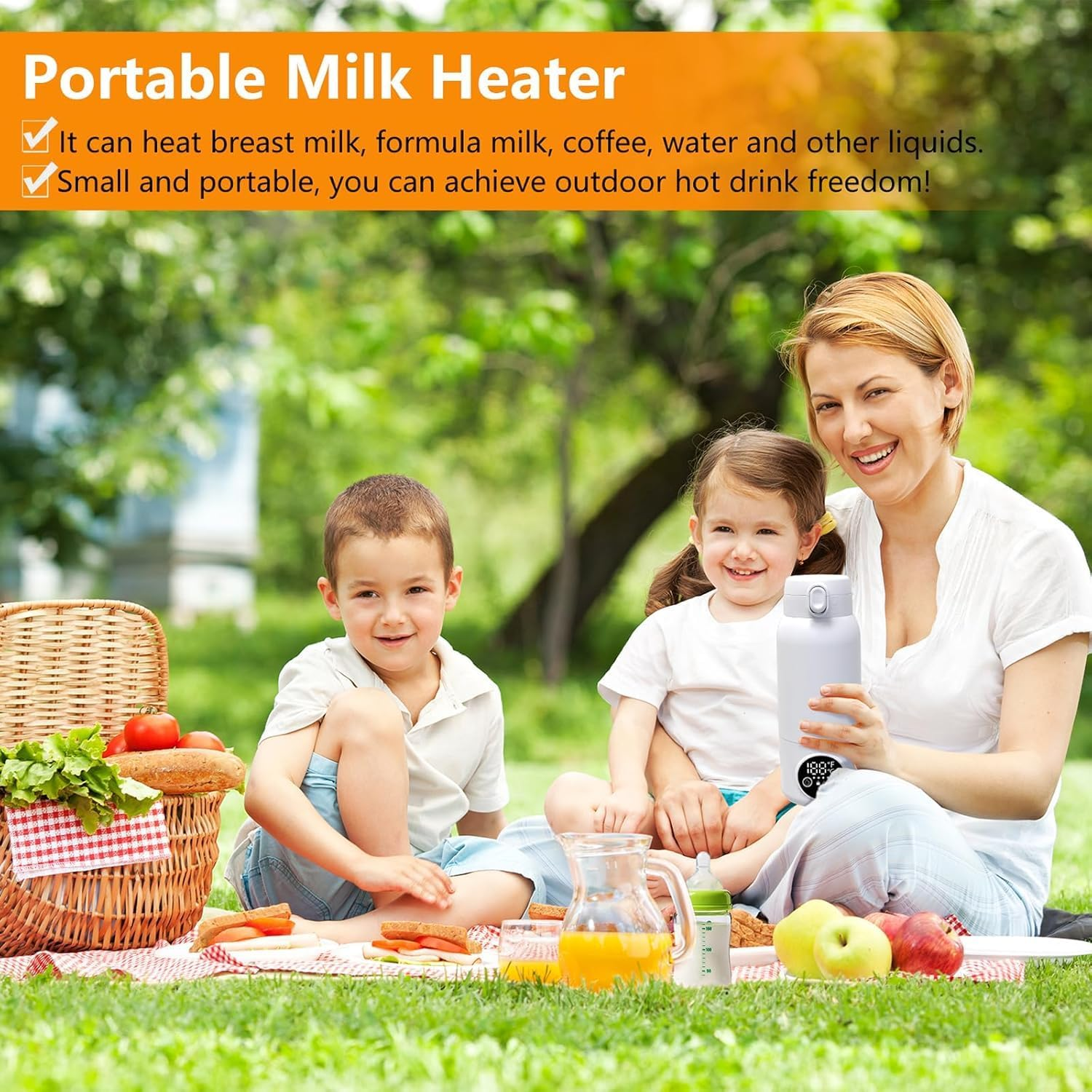 AMEIJIE Portable Milk Warmer for Travel, 500ML Cordless Bottle Warmer with 2 Min Rapid Heating & USB-C Rechargeable & Precise Temp Control, for Outdoor, Car, Airplane Use image number 6