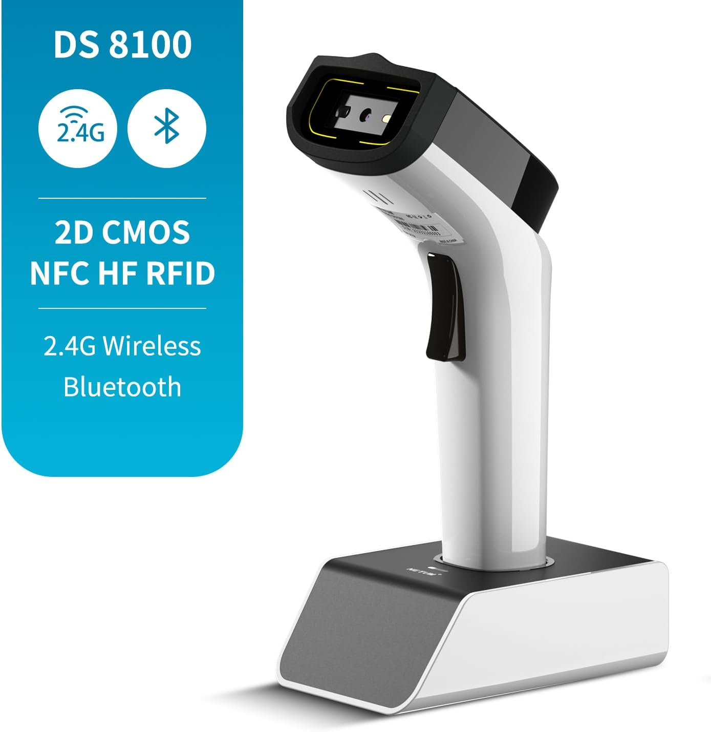 NETUM Wireless Hybrid RFID Imager, NFC HF RFID Tags Reader and 1D/2D QR Barcode Scan, Connection via Bluetooth for Retail Hospital System DS8100 image number 1