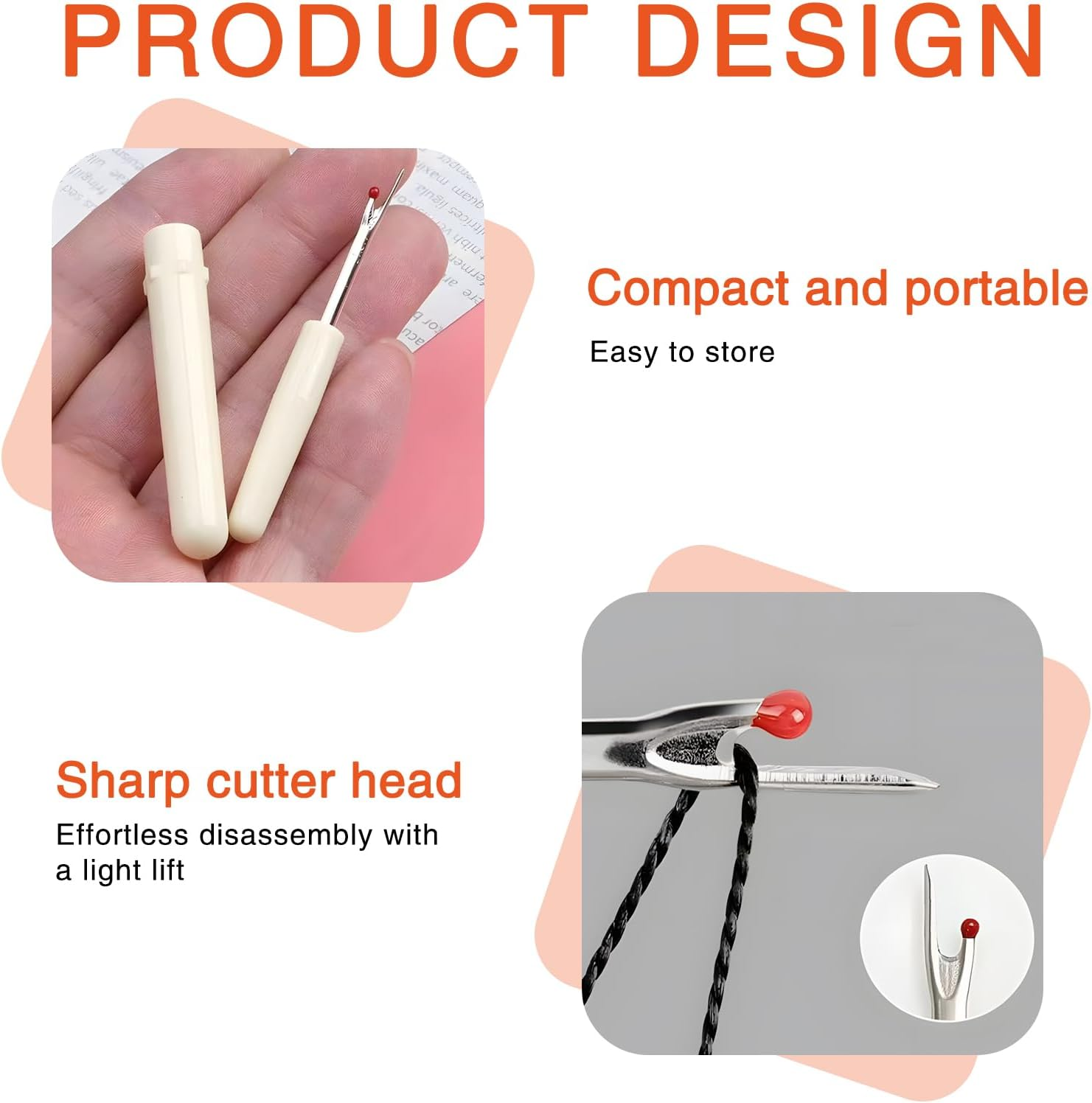 4 Pack Seam Ripper Stitch Remover Set - Sharp Steel Unpicker with Ergonomic Handles for Sewing, Quilting, Embroidery & Crafting, 2 Large & 2 Small image number 4