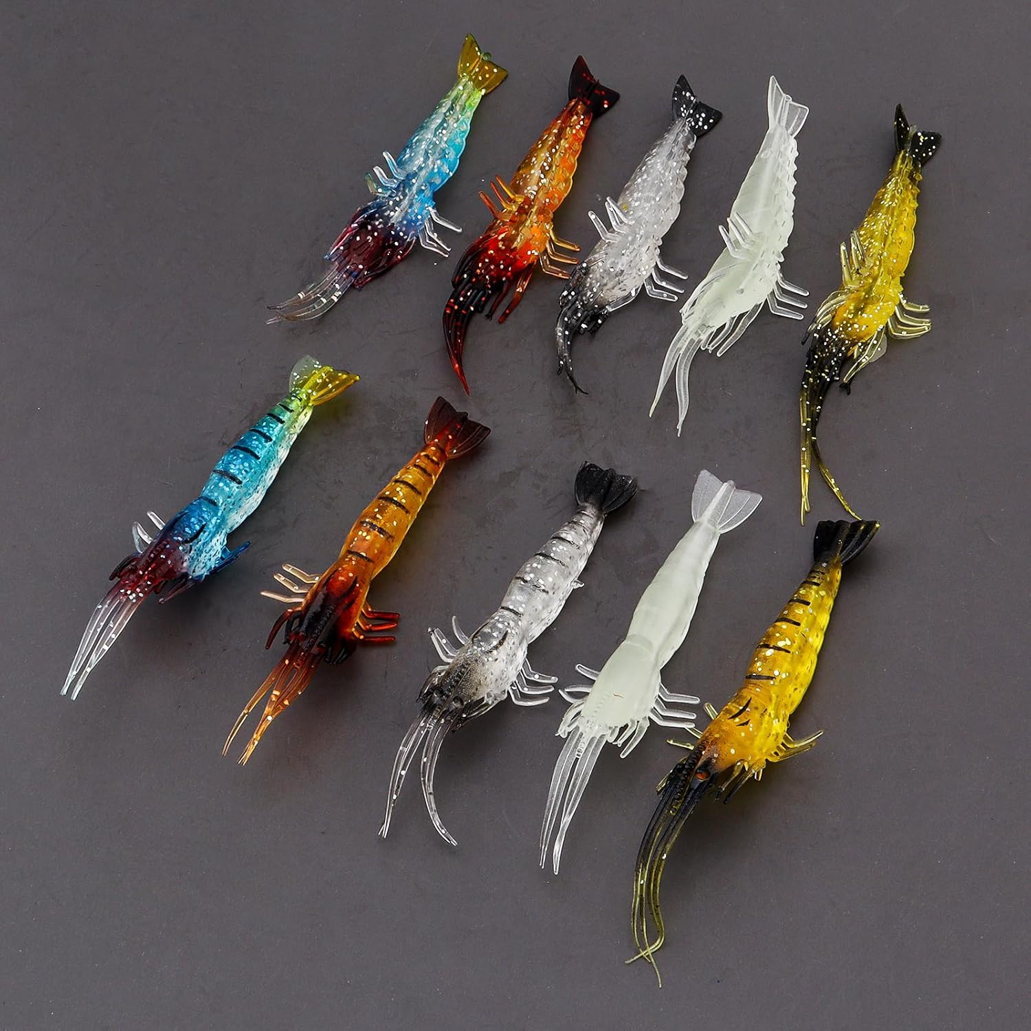 Origlam 10Pcs Soft Baits for Shrimp Baits Soft Silicone Shrimp Fishing Lure Artificial Bait Fishing Hooks Jigs with Hooks for Trout Bar Salmon image number 6