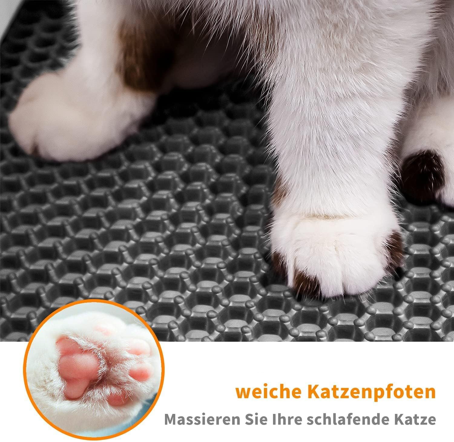 Cat Litter Mat Cat Litter Trapping Mat, 60 X 45 Cm Honeycomb Double Layer Design, Urine and Water Proof Material, Scatter Control, Less Waste, Easier to Clean,Washable Black image number 3