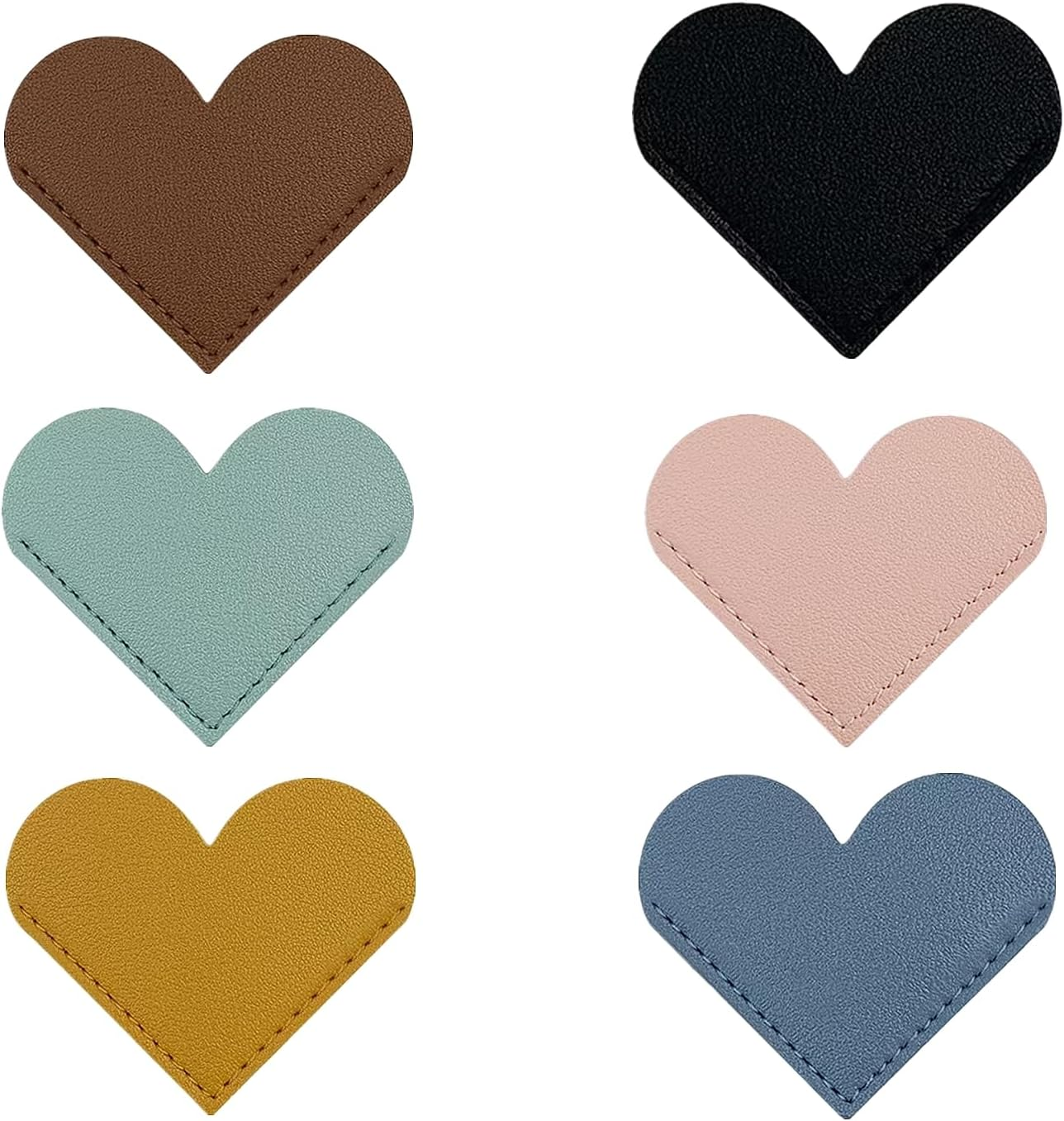 6 Leather Heart Bookmarks - Cute Page Corner Reading Accessories - Handmade Gifts for Book Lovers (Bright Colors) image number 6