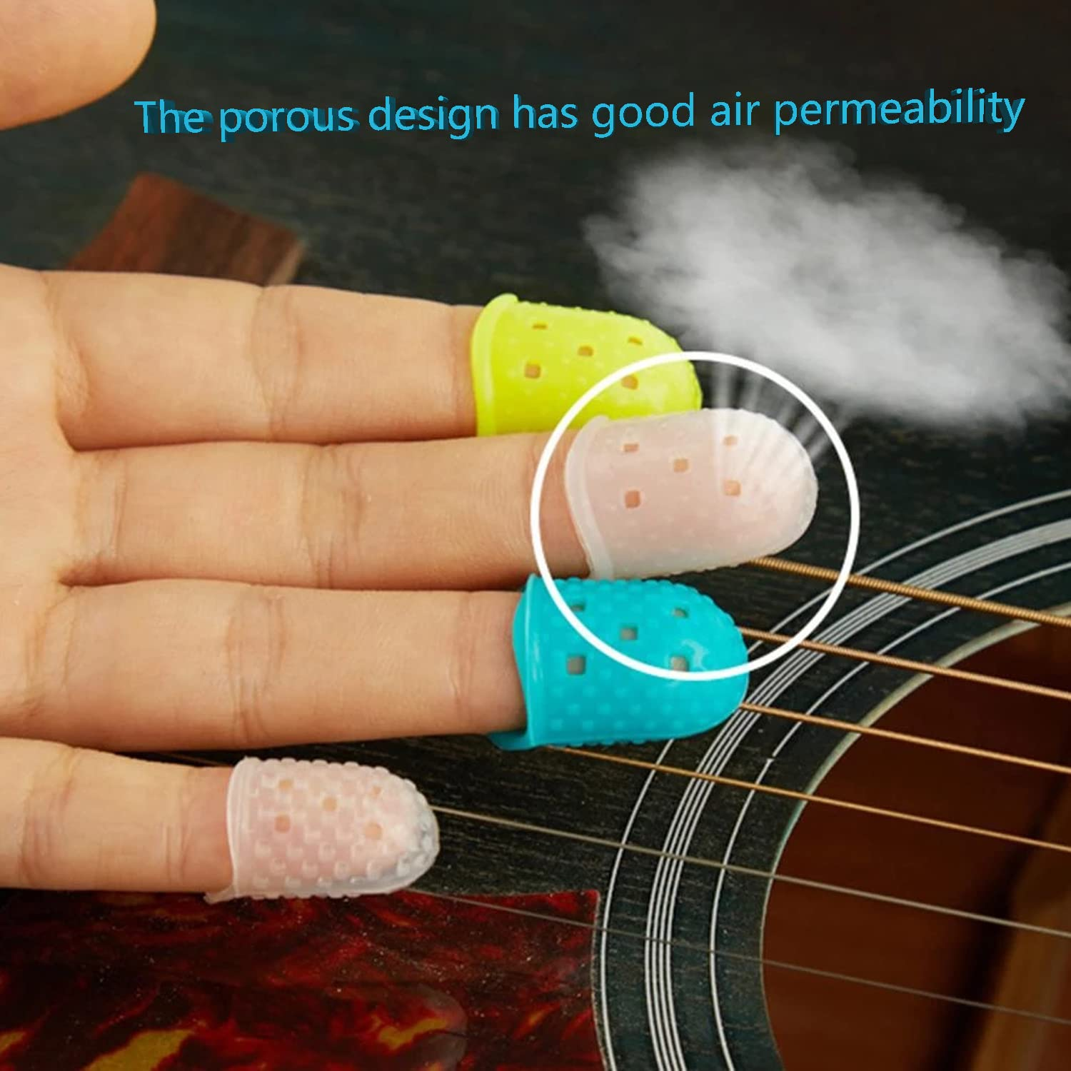 16Pcs Guitar Silicone Finger Protector,Color Fingertip Protection Covers Caps in 4 Sizes and 4 Colors for Beginner Playing Ukulele Electric Guitar