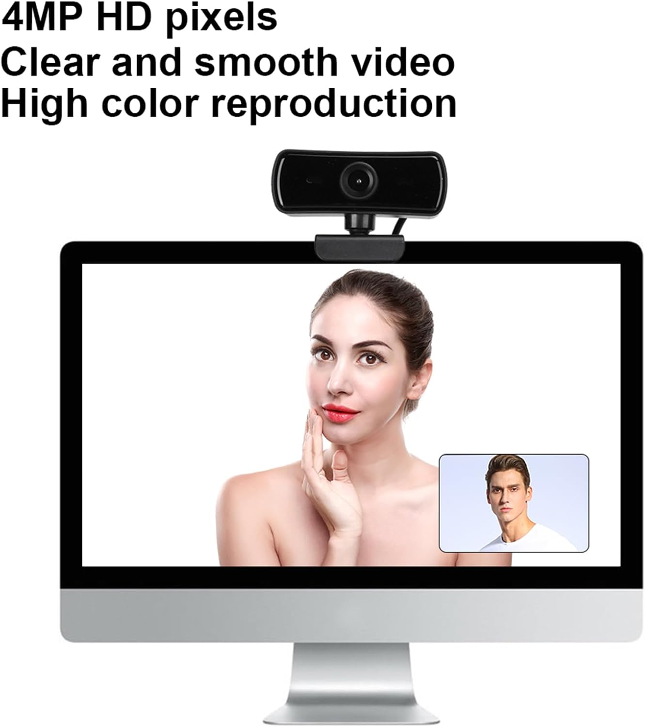 USB Webcam with Microphone, 2K Full HD USB Camera, 360 Degree Rotation Computer Webcam for Live Broadcast, Network Teaching, Video Conference, Remote Work image number 3