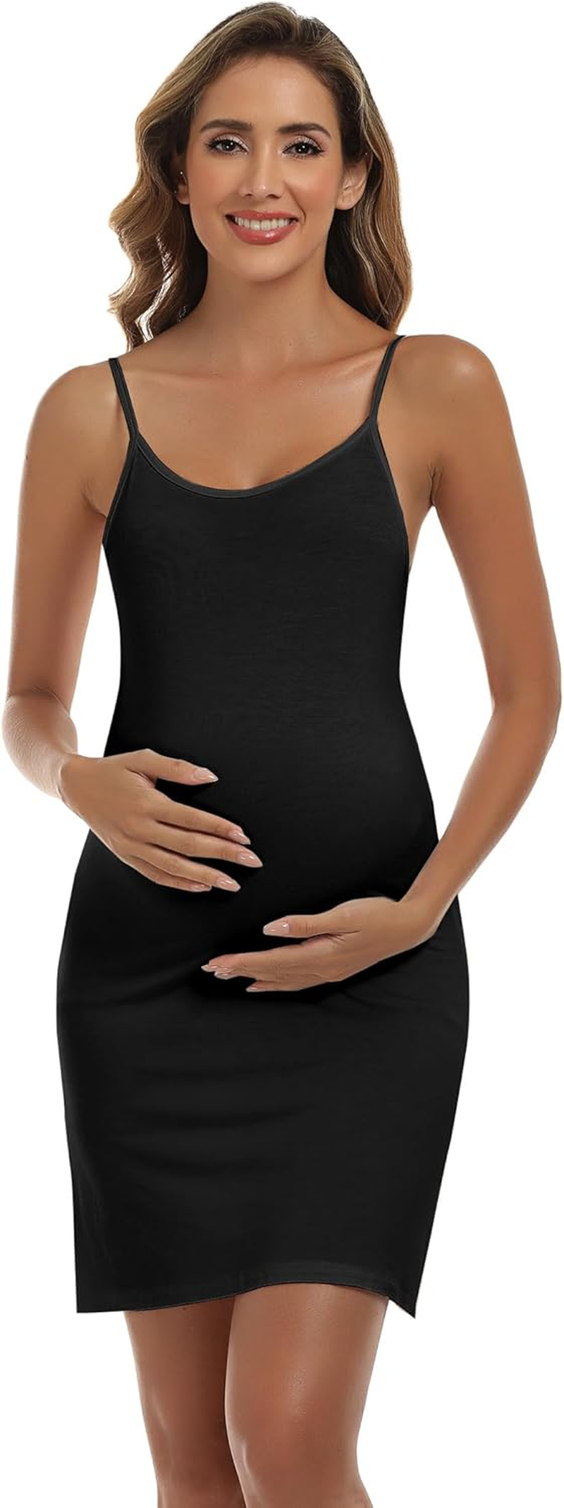 COSYOU Womens Cotton Mini Dress Maternity Slip Dress Spaghetti Strap Camisole Sleeveless Nightgowns