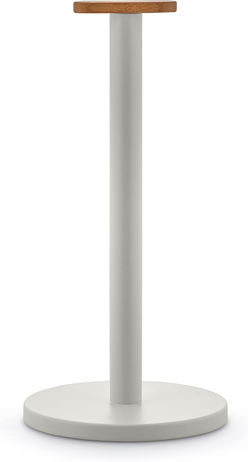 Alessi Mattina BG05 R - Design Kitchen Roll Holder, in Colored Steel with Epoxy Resin and Knob in Bamboo Wood, Red