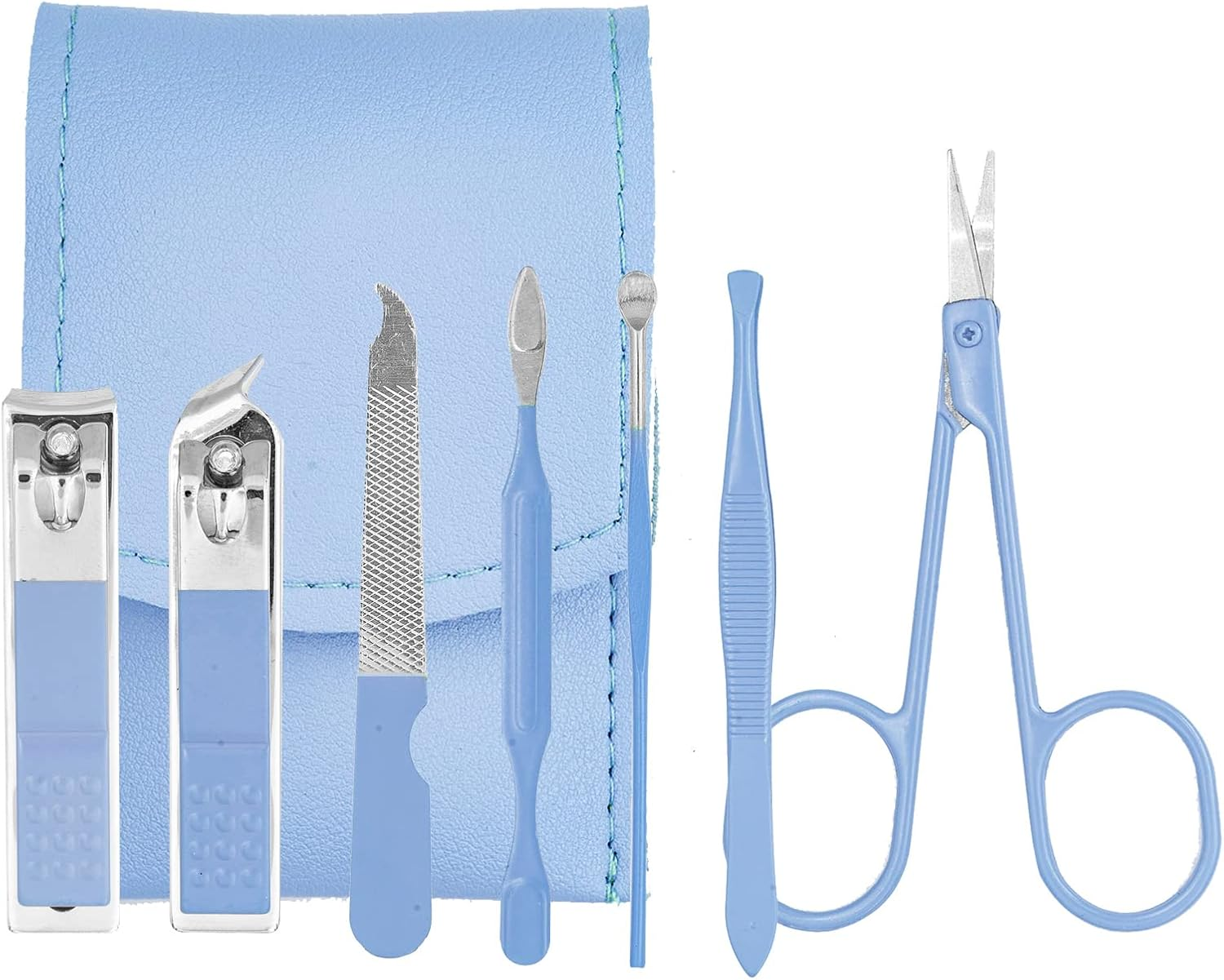 Nail Clipper Set, 7PCS Manicure Set Fingernail Clippers Kit Fashion Color Purple Stainless Steel Pedicure and Manicure Kit with Purple PU Leather Case image number 4